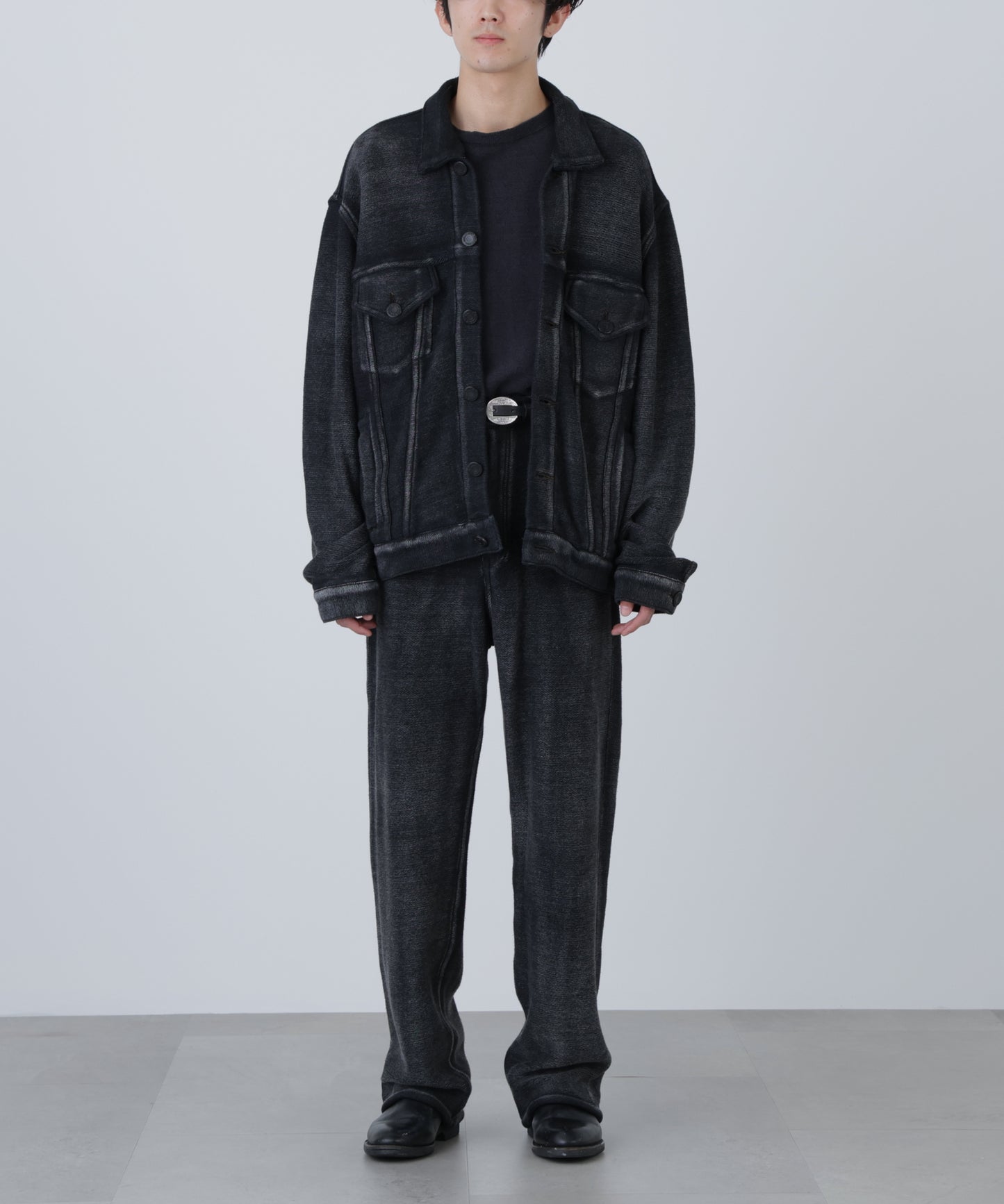 3RD TYPE WASHED KNIT JACKET ‐Indigo yarn‐