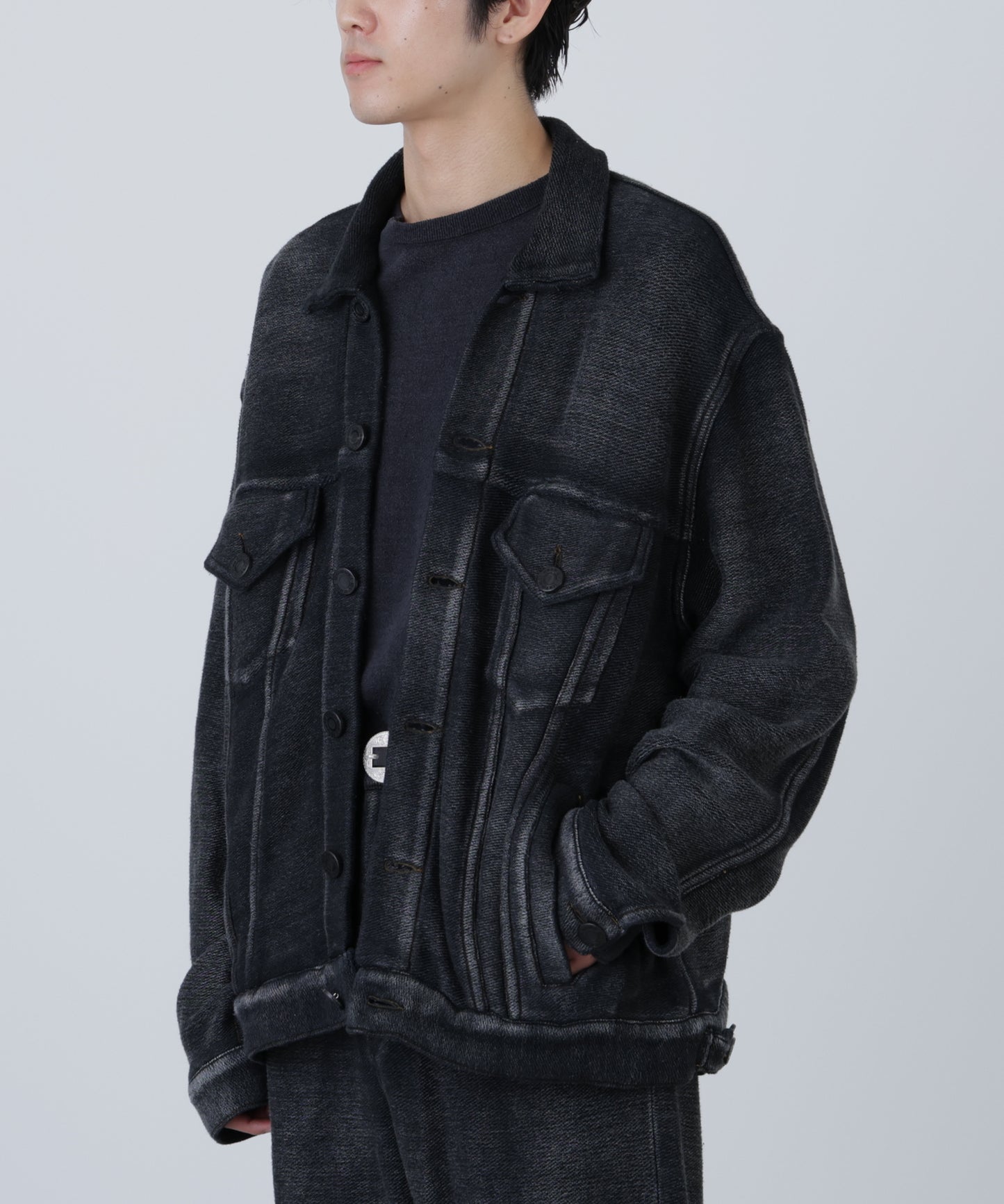 3RD TYPE WASHED KNIT JACKET ‐Indigo yarn‐