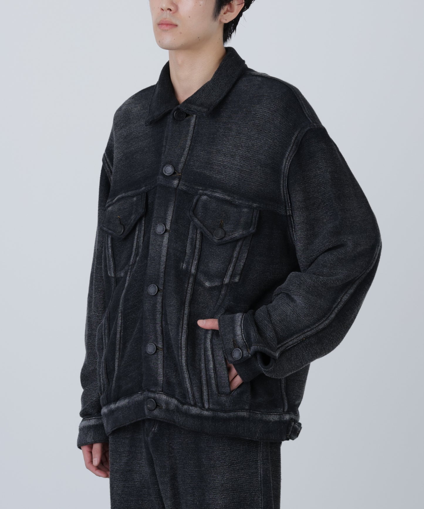 3RD TYPE WASHED KNIT JACKET ‐Indigo yarn‐