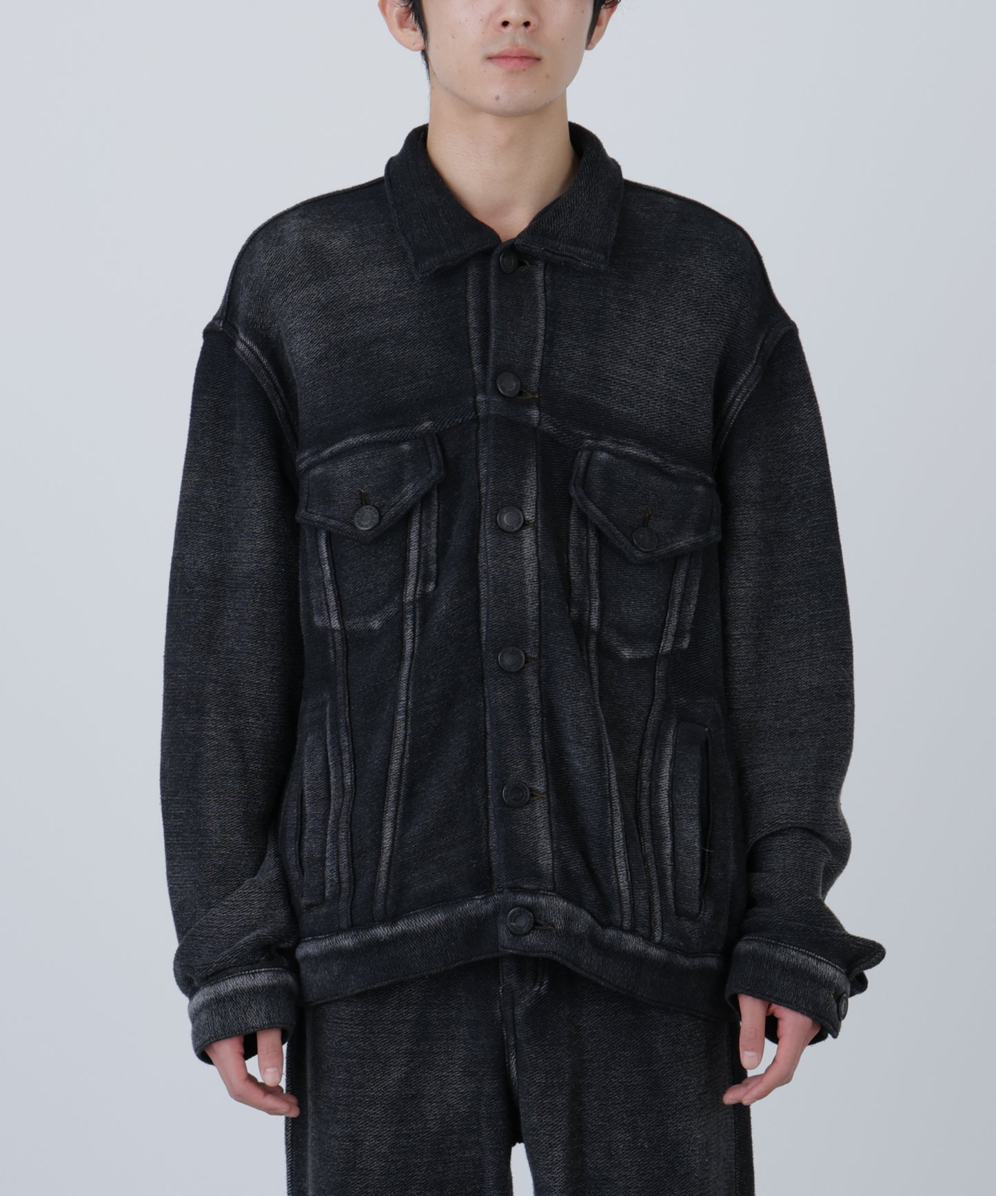 3RD TYPE WASHED KNIT JACKET ‐Indigo yarn‐