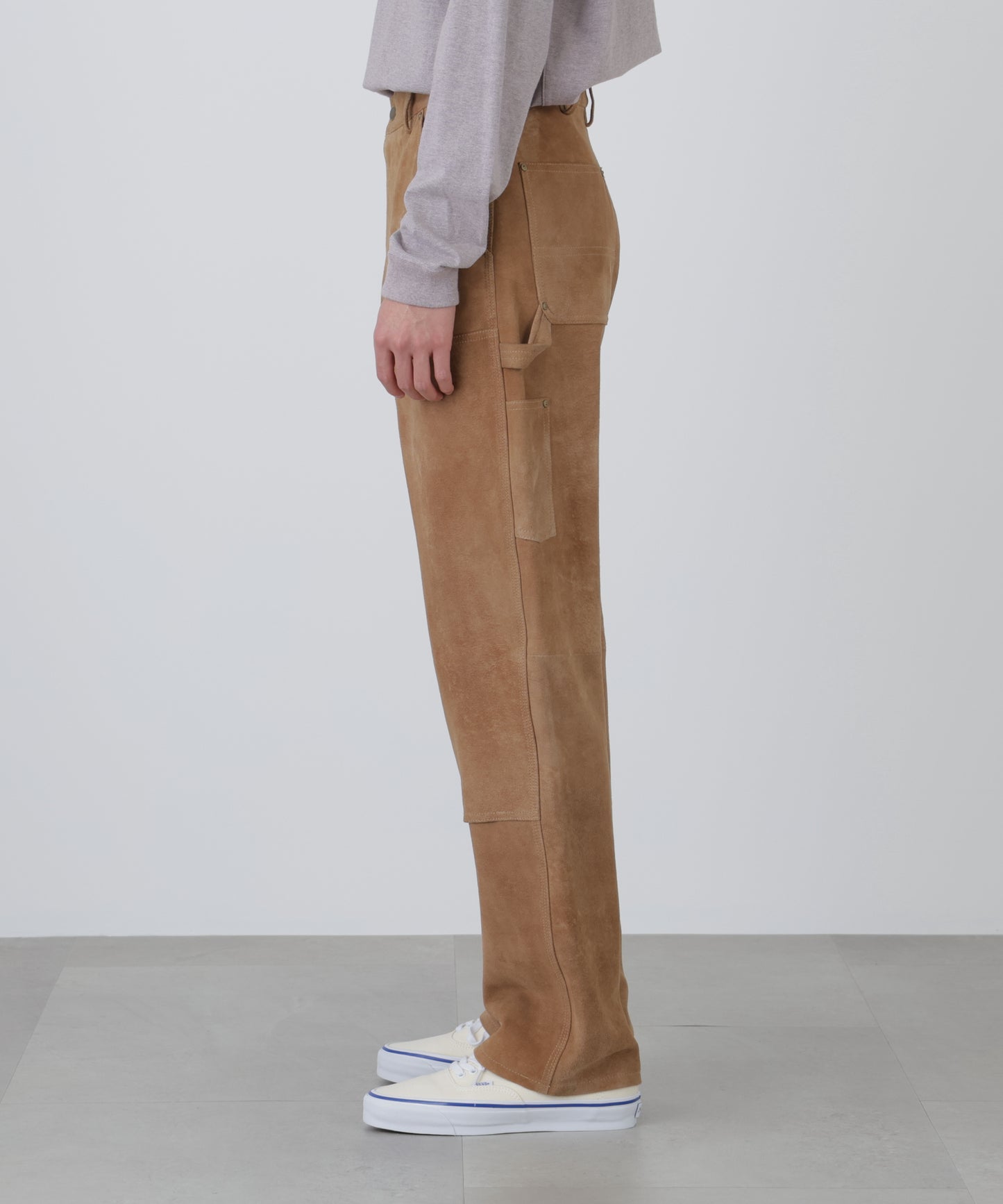 LEATHER DOUBLE KNEE PANTS ‐Goat suede Antique finish‐