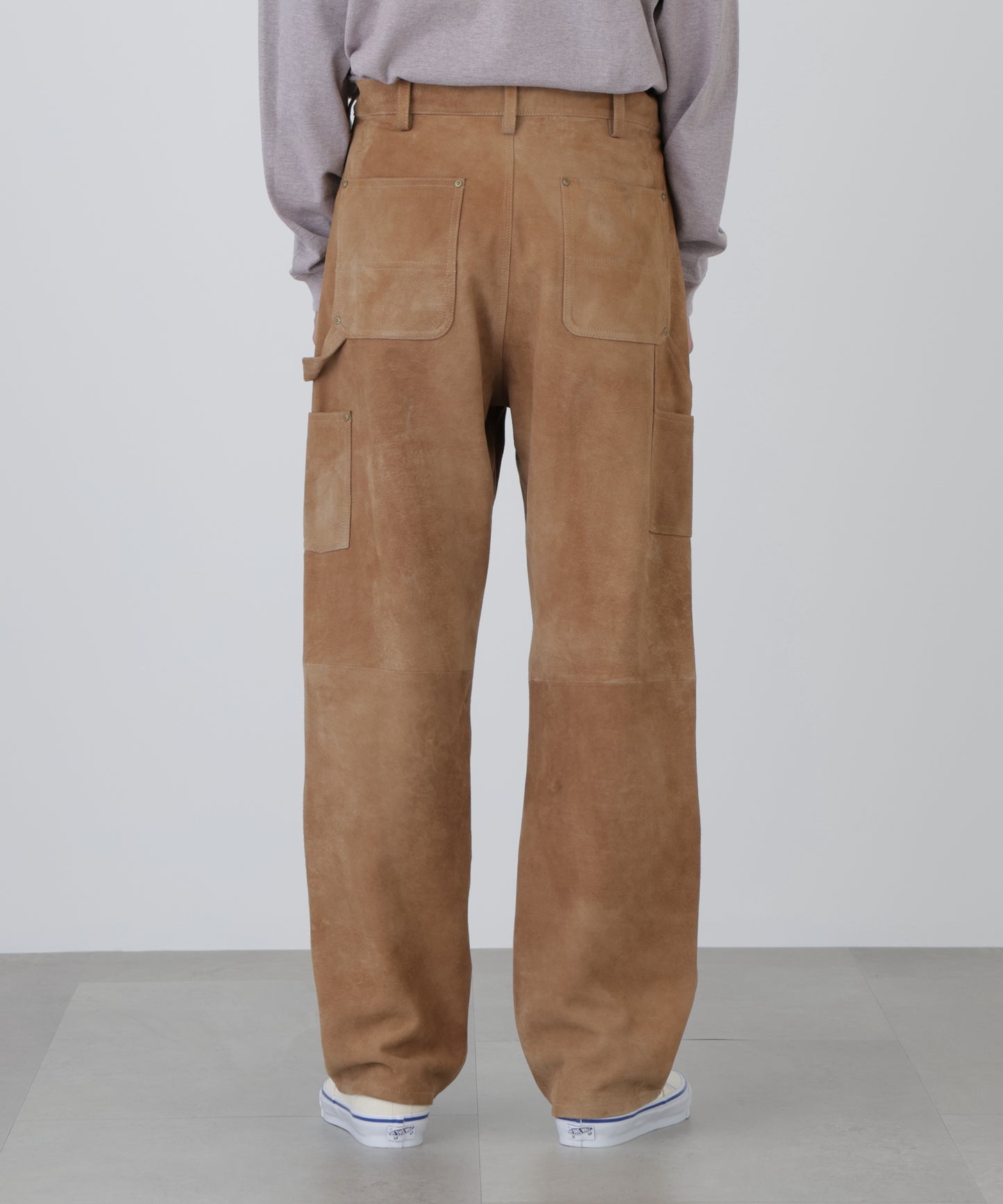 LEATHER DOUBLE KNEE PANTS ‐Goat suede Antique finish‐