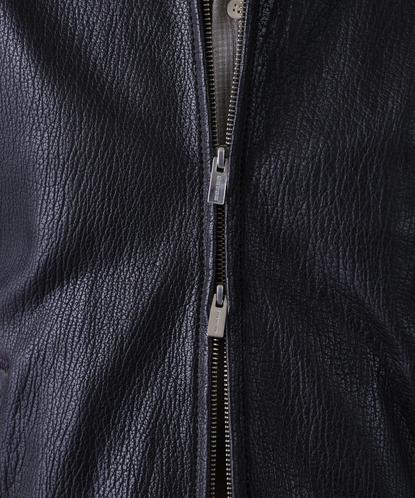 LEATHER ZIP UP BLOUSON ‐Sheep Shrink leathe‐