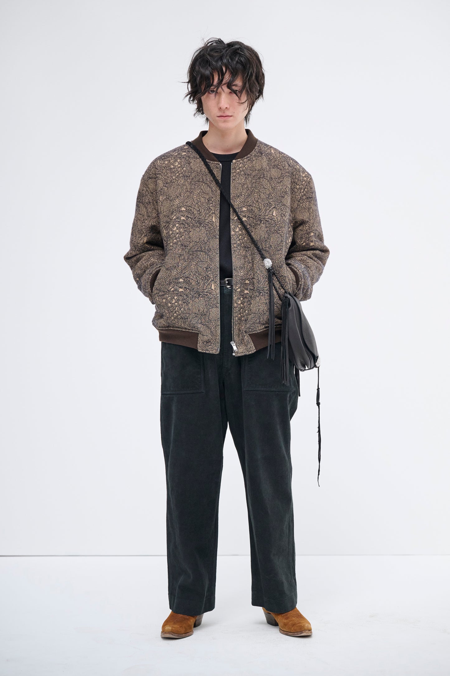 LEATHER FATIGUE PANTS -MILLED COW NUBUCK-