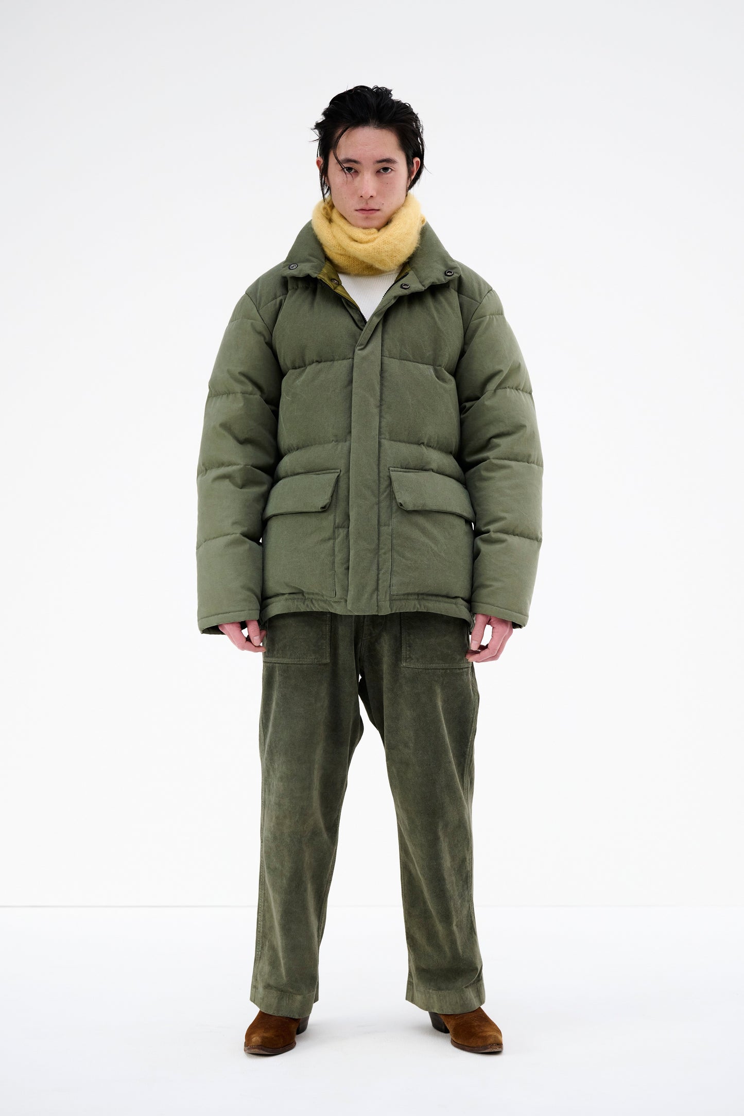 LEATHER FATIGUE PANTS -MILLED COW NUBUCK-