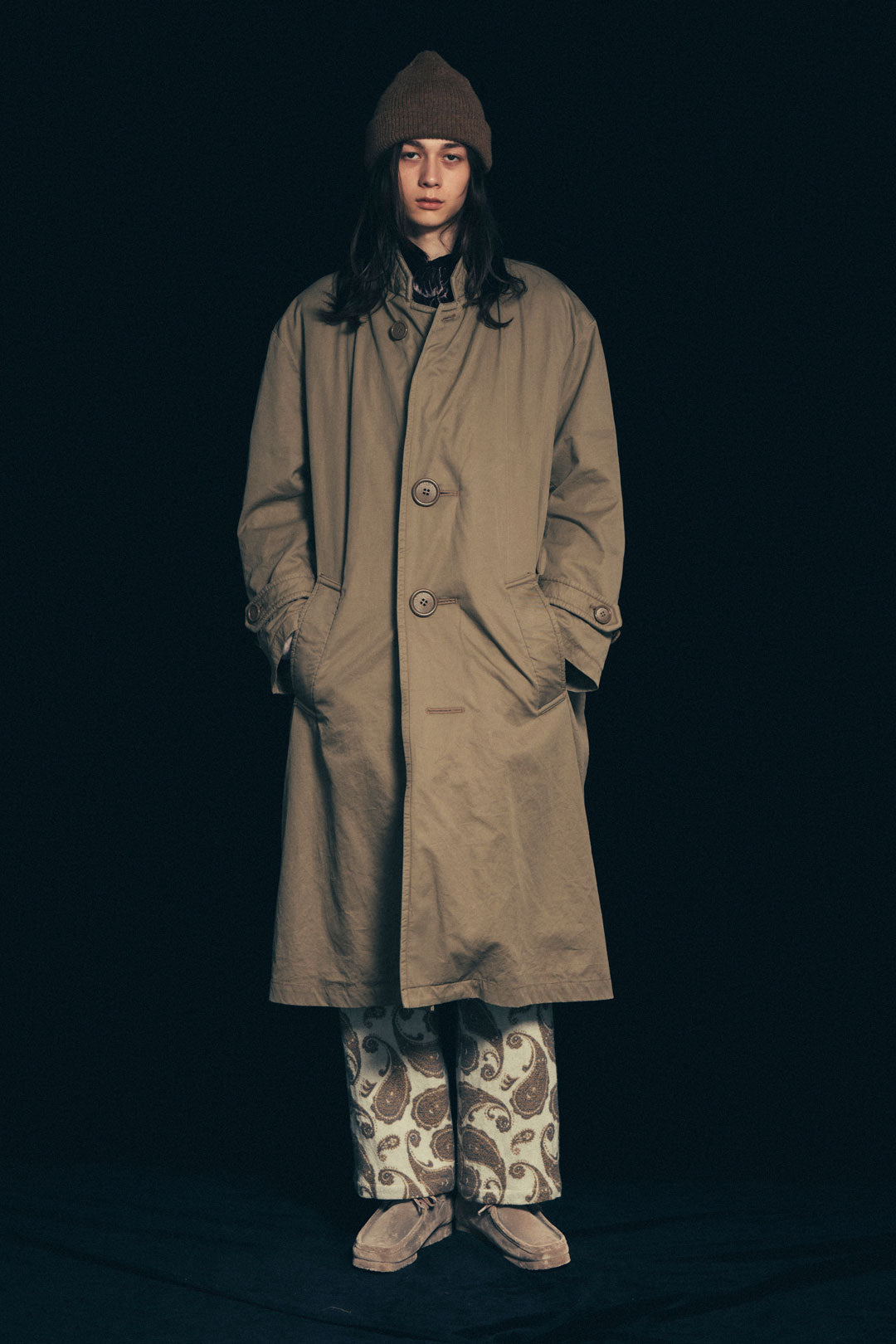 REVERSIBLE OVER COAT ‐Cotton / Alpaca wool‐