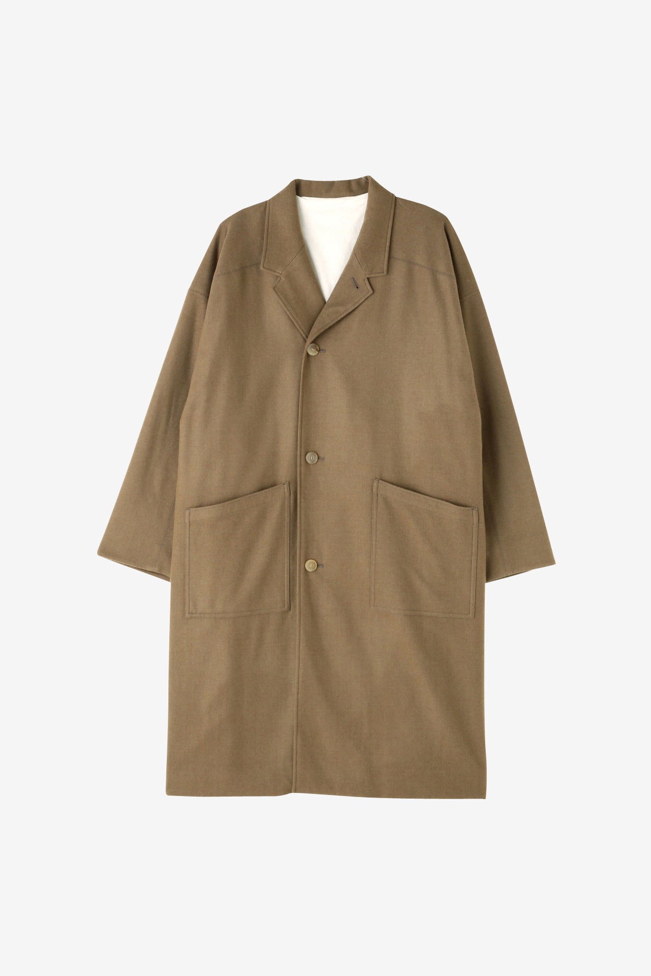 IRREGULAR YOKE SLEEVE COAT -POWDER MELTON-