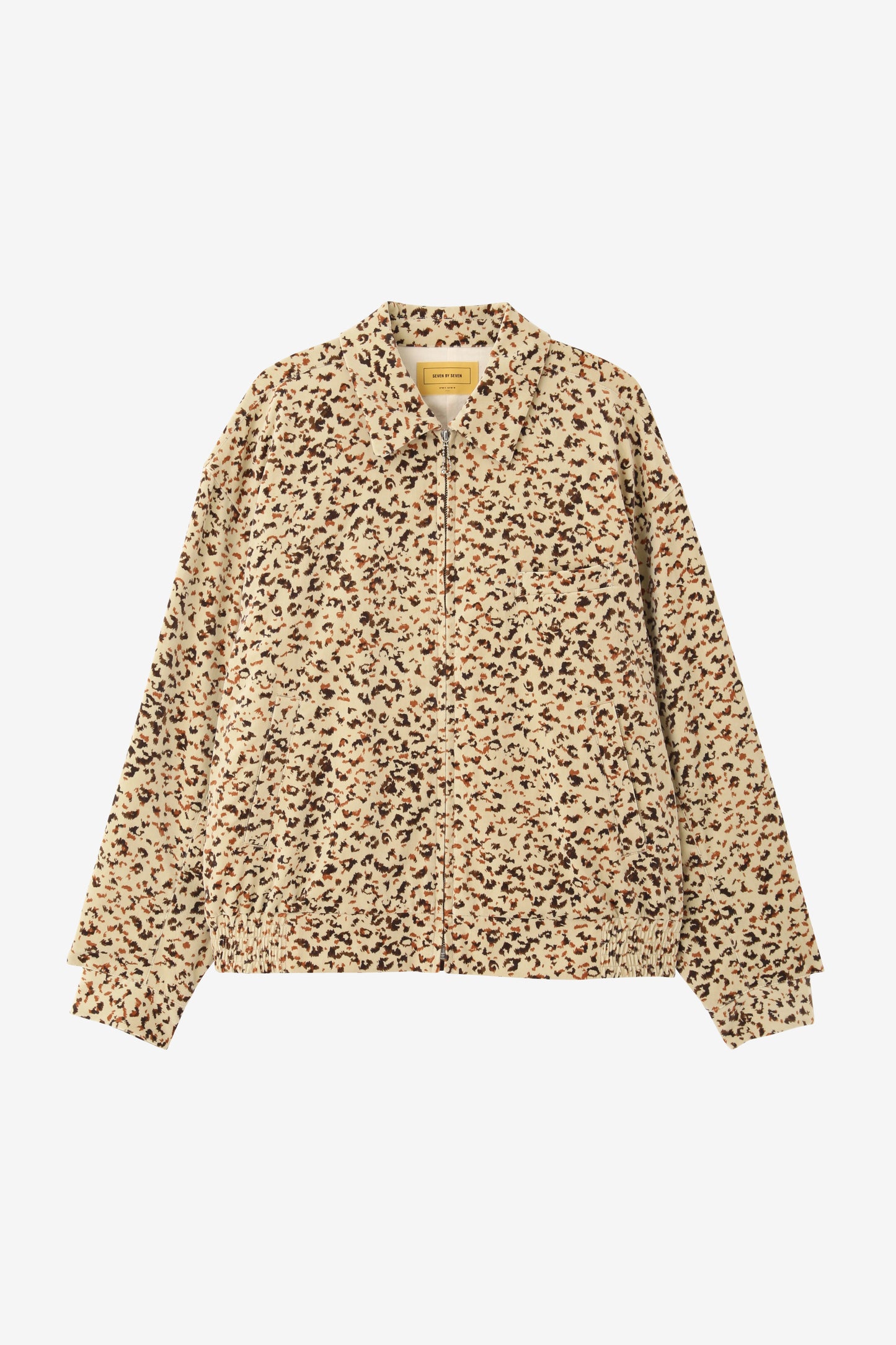 COTTON VELVET ZIP UP BLOUSON -LEOPARD PATTERN PRINT-