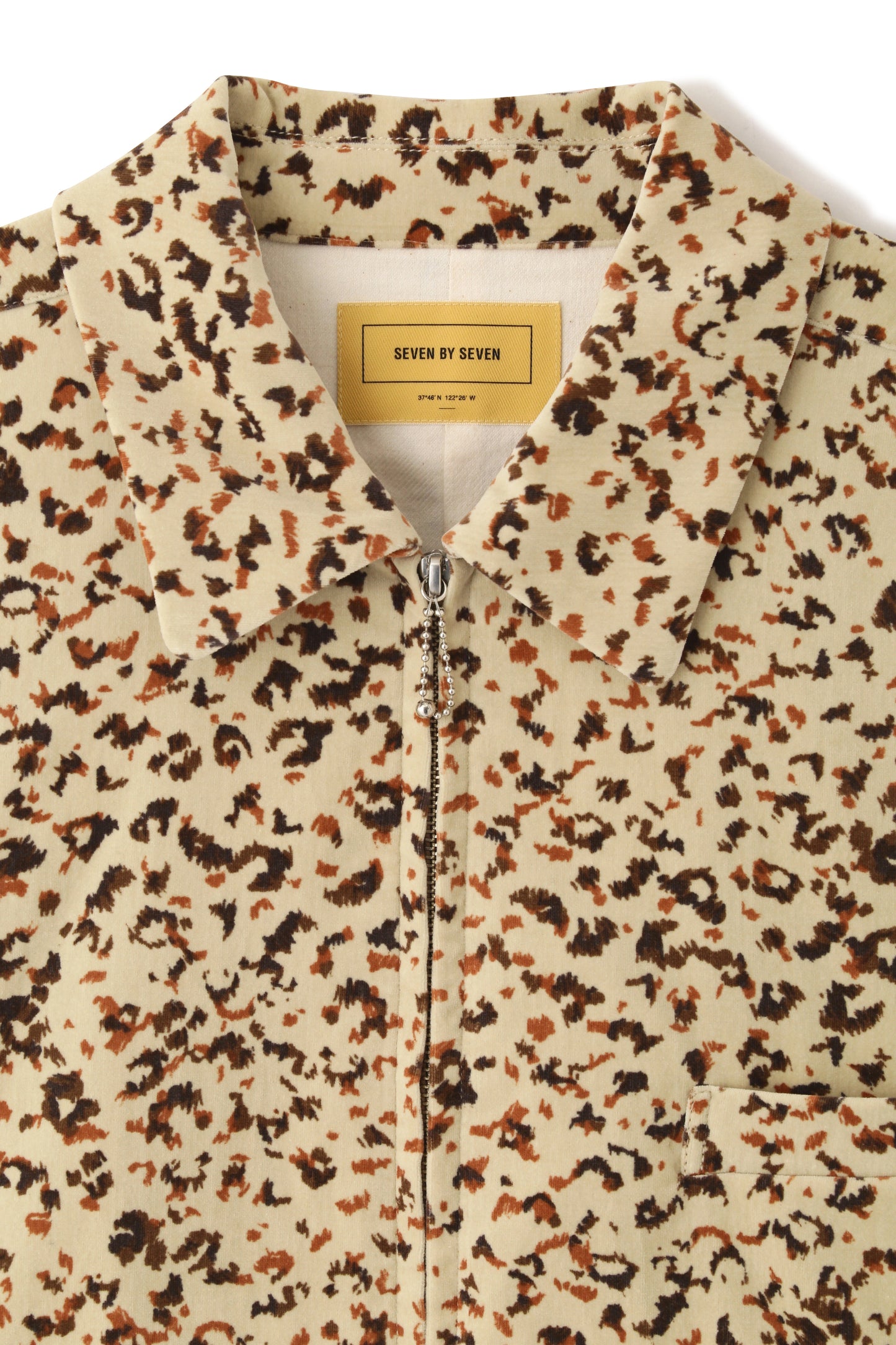 COTTON VELVET ZIP UP BLOUSON -LEOPARD PATTERN PRINT-