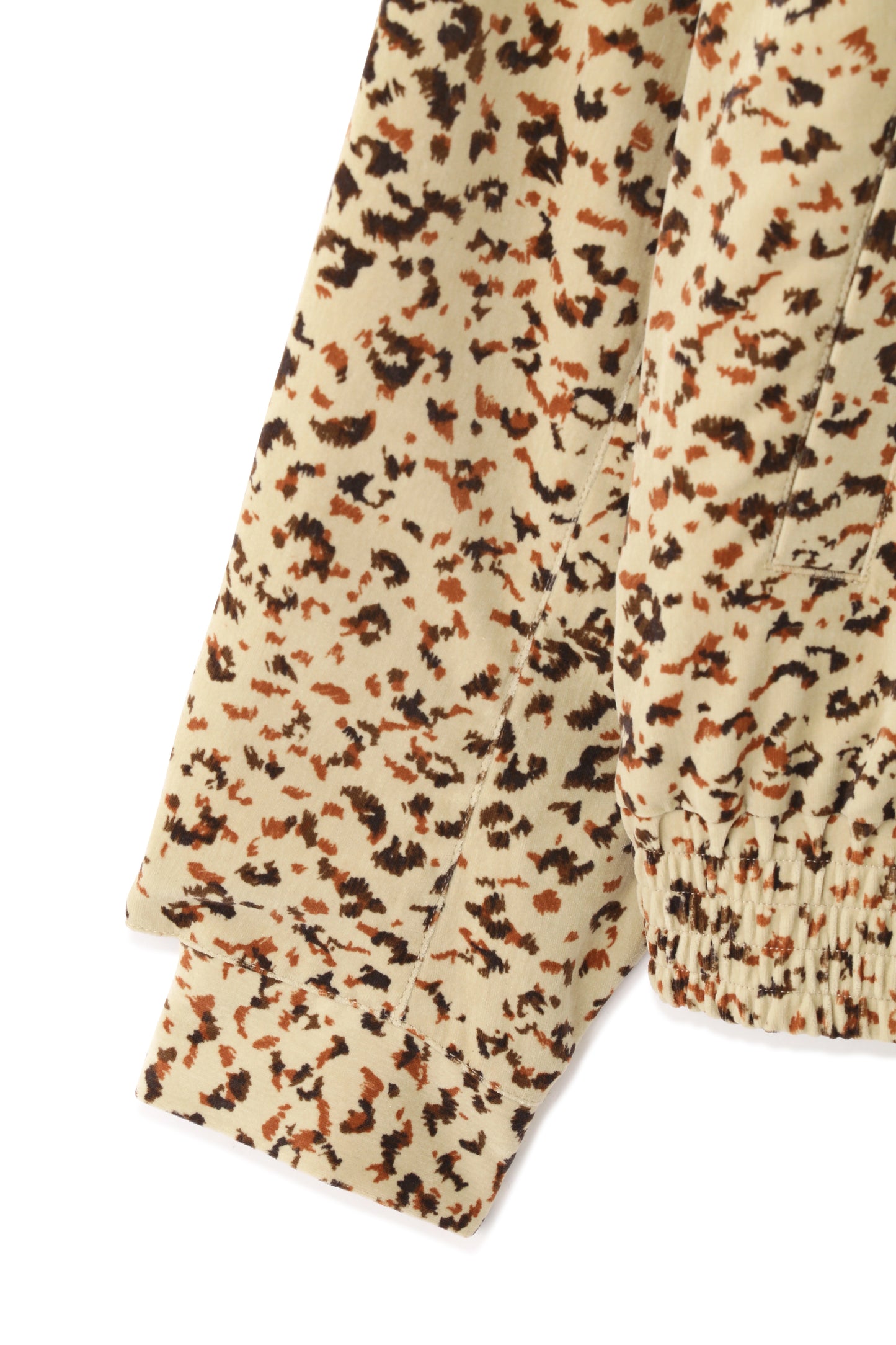COTTON VELVET ZIP UP BLOUSON -LEOPARD PATTERN PRINT-