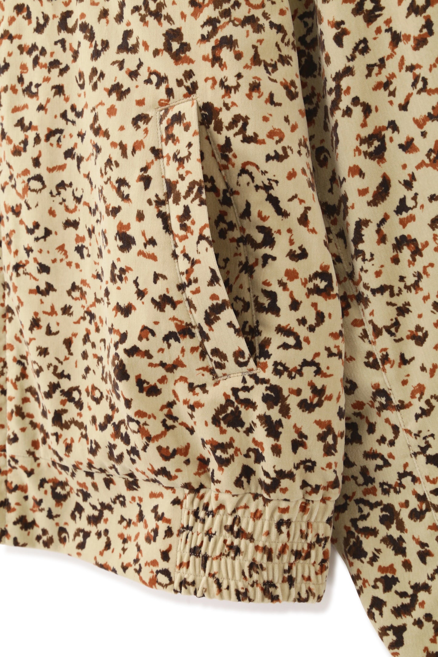 COTTON VELVET ZIP UP BLOUSON -LEOPARD PATTERN PRINT-