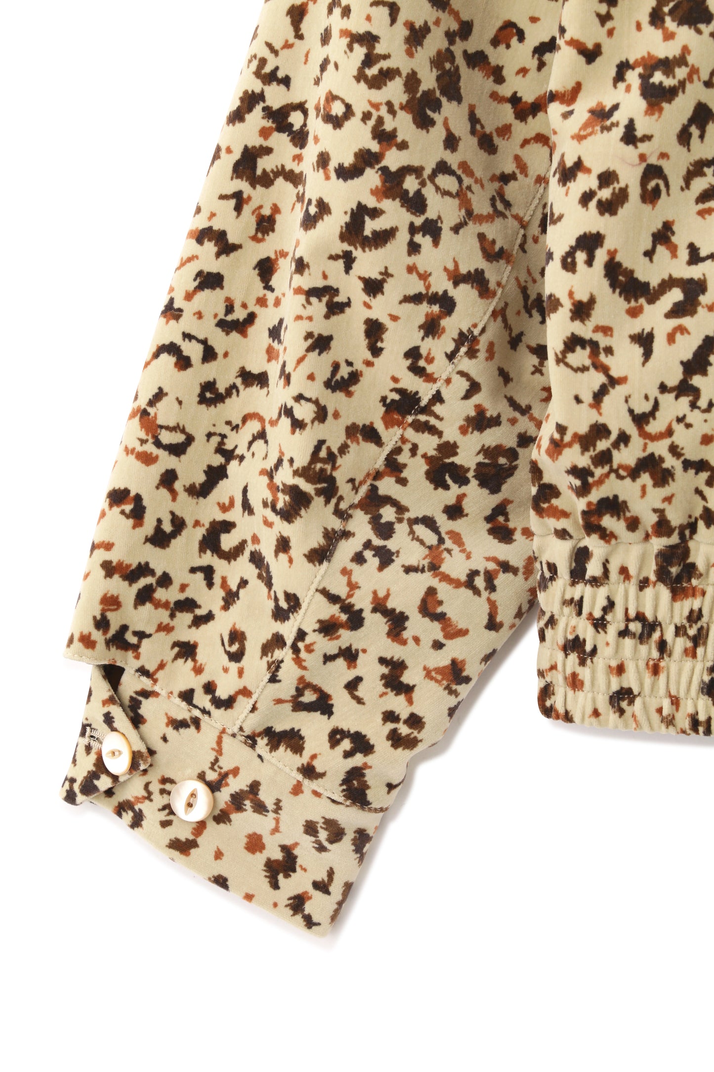COTTON VELVET ZIP UP BLOUSON -LEOPARD PATTERN PRINT-