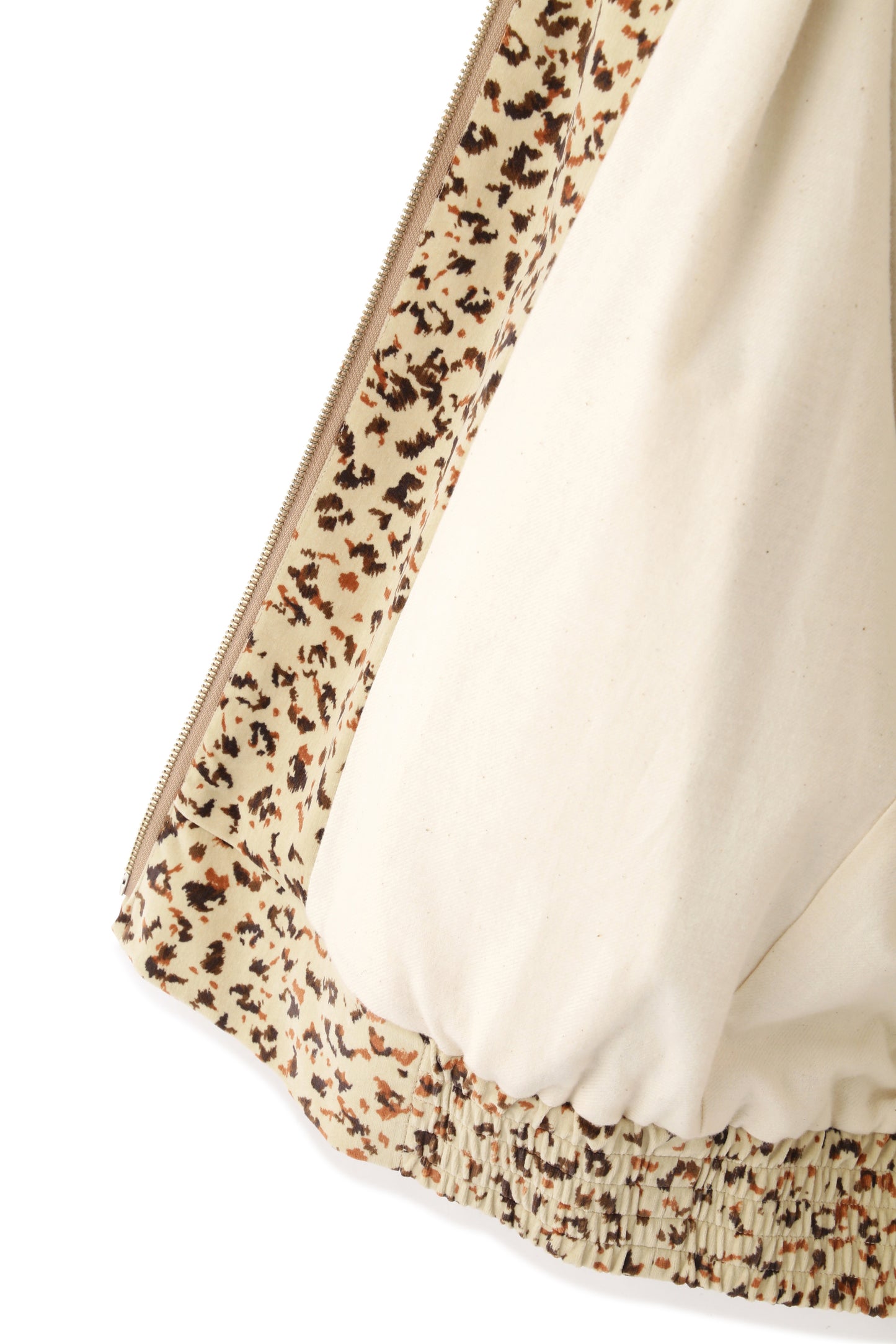 COTTON VELVET ZIP UP BLOUSON -LEOPARD PATTERN PRINT-