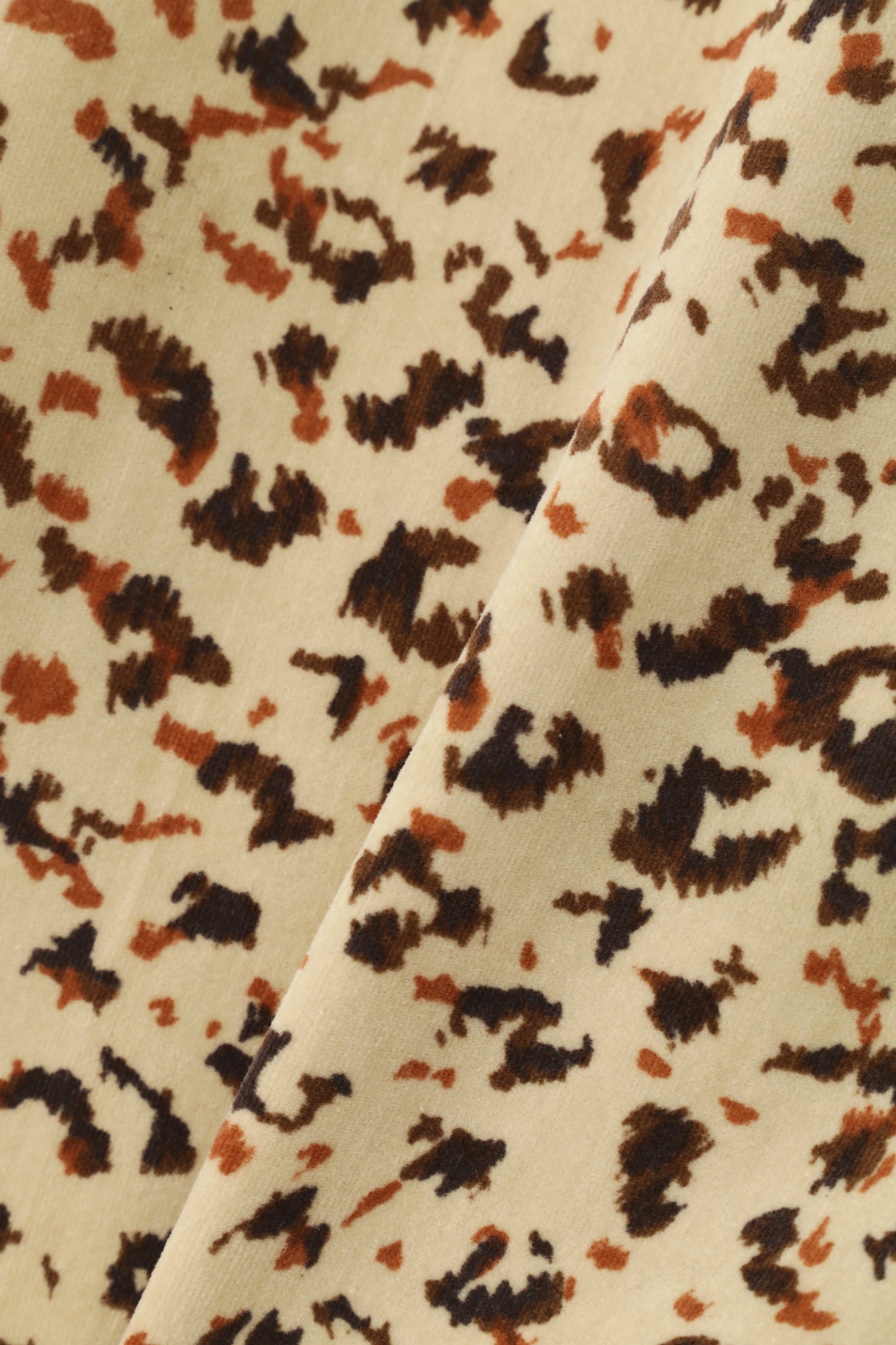 COTTON VELVET ZIP UP BLOUSON -LEOPARD PATTERN PRINT-