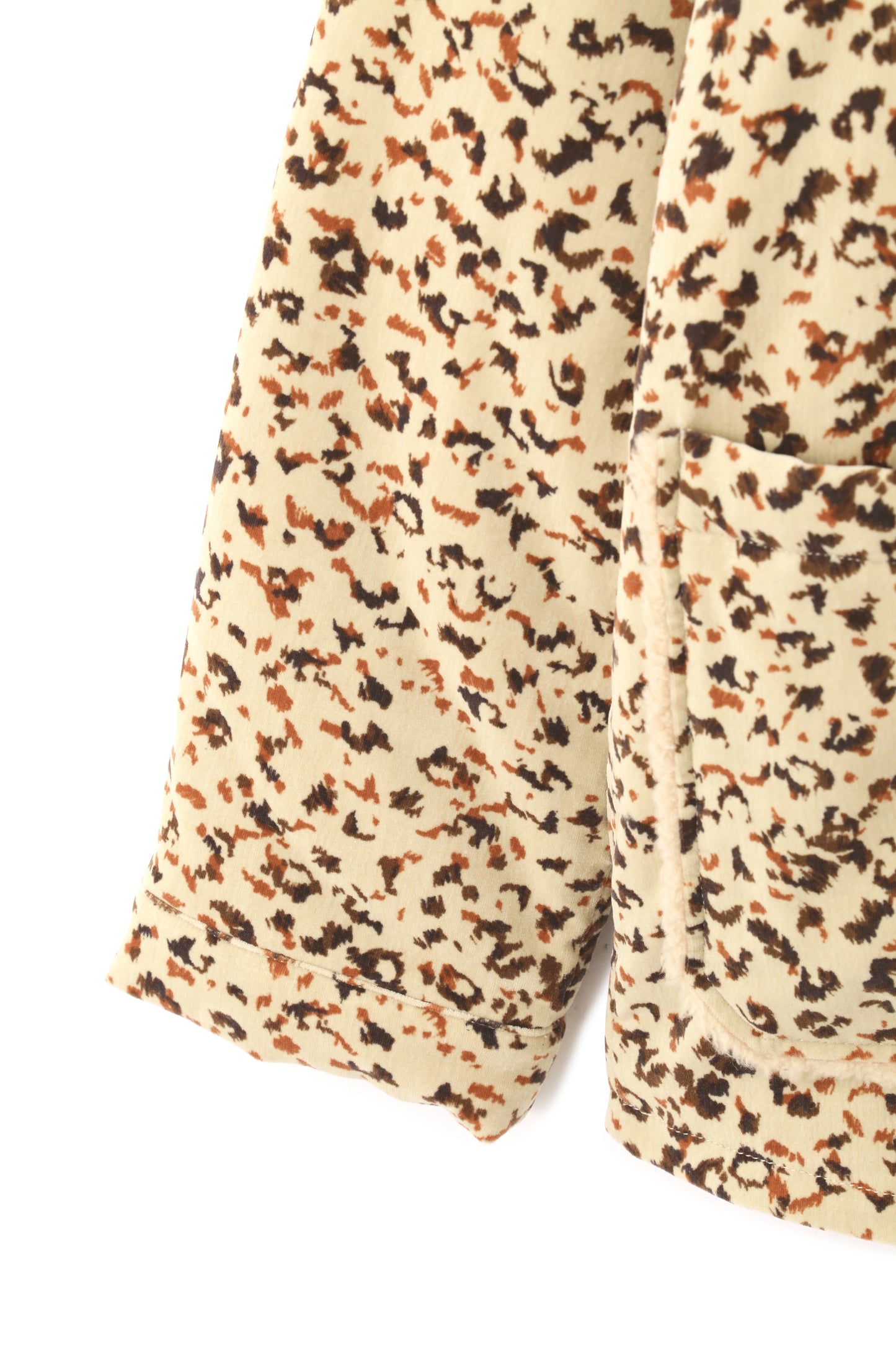 COTTON VELVET BOA BLOUSON -LEOPARD PATTERN PRINT-