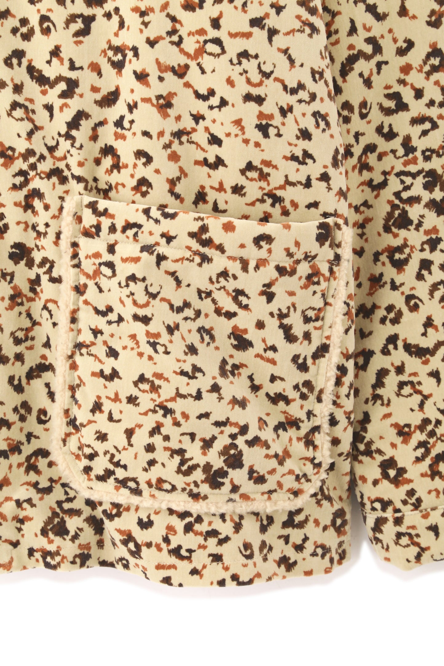 COTTON VELVET BOA BLOUSON -LEOPARD PATTERN PRINT-