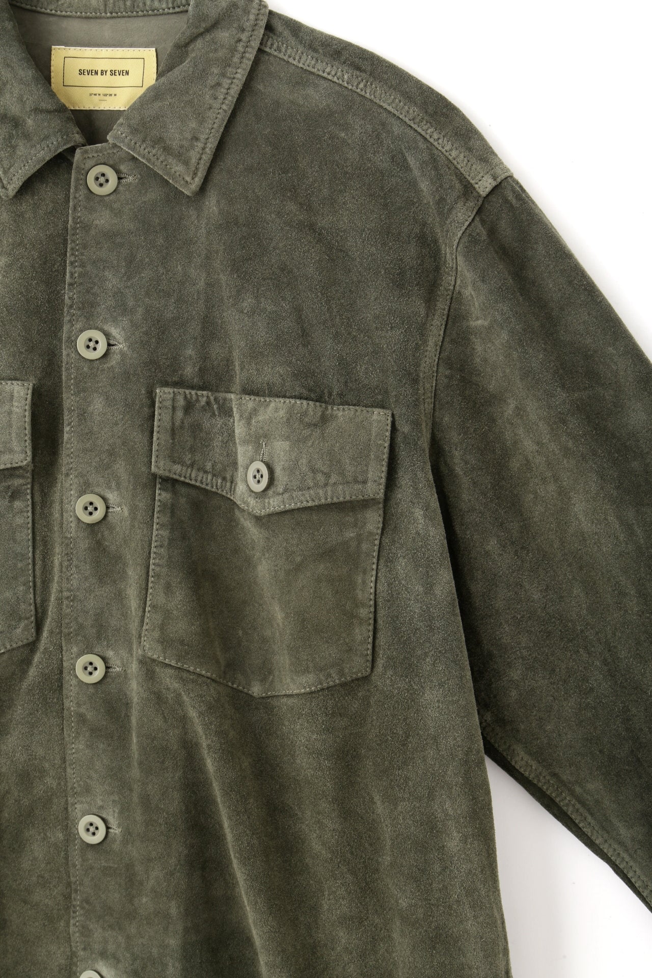 LEATHER FATIGUE SHIRT -MILLED COW NUBUCK-