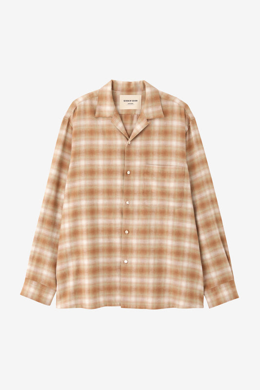 OMBRE CHECK OPEN COLLAR SHIRTS -UNSTAINED ORGANIC COTTON-