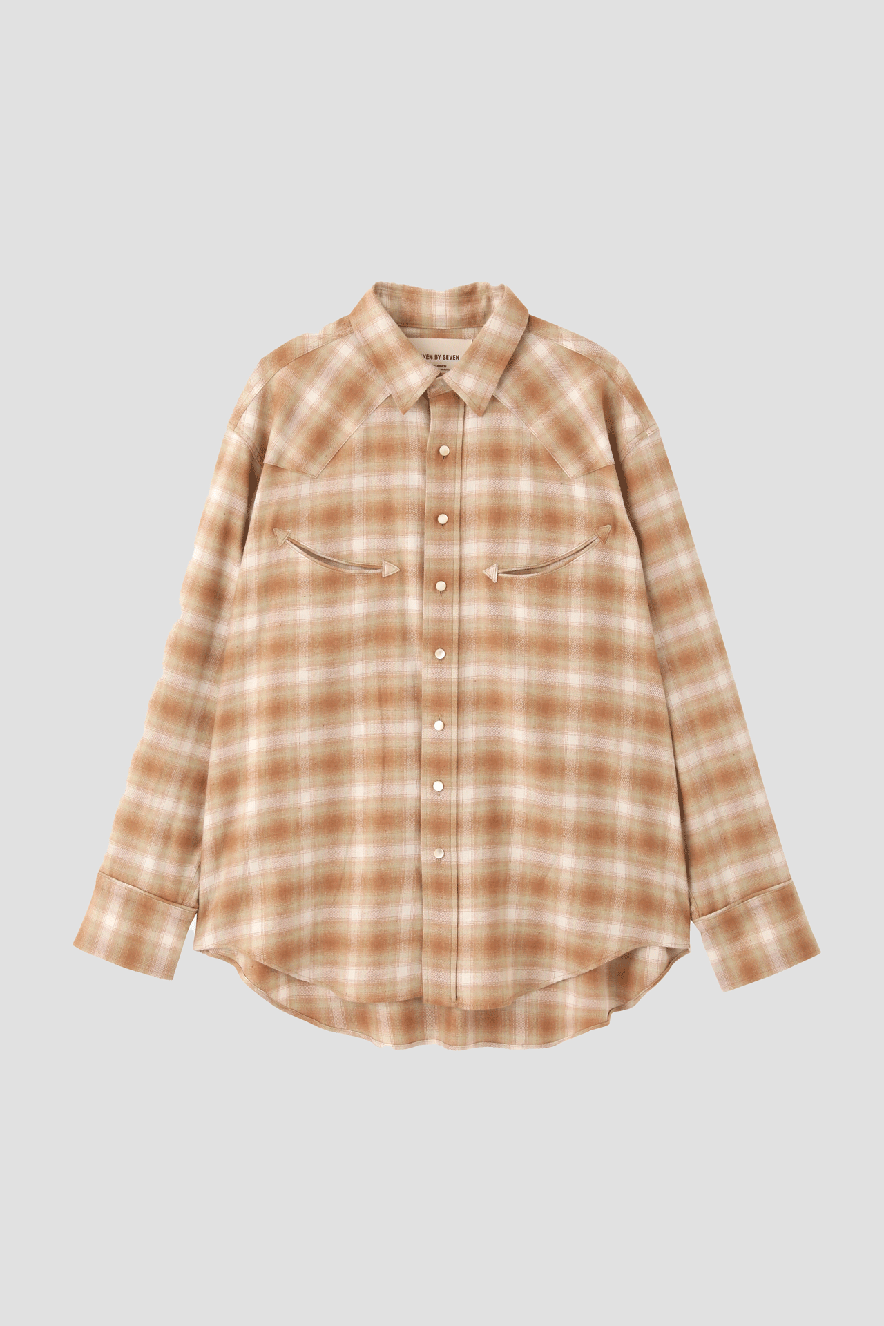 福袋安いいね半額ストア Paul Smith✨オンブレチェック コンビネーション ウエスタンシャツ L トップス