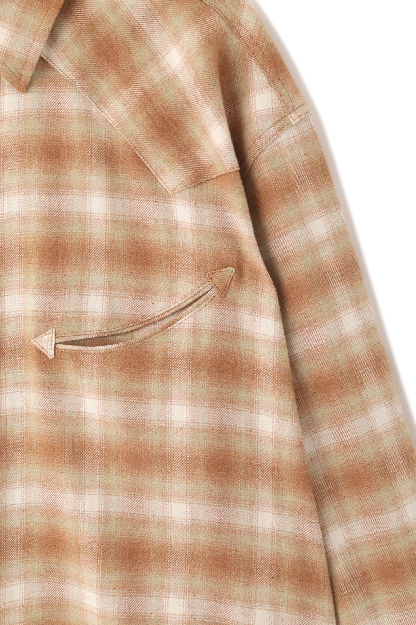 OMBRE CHECK SMILE POCKET WESTERN SHIRTS -UNSTAINED ORGANIC COTTON-
