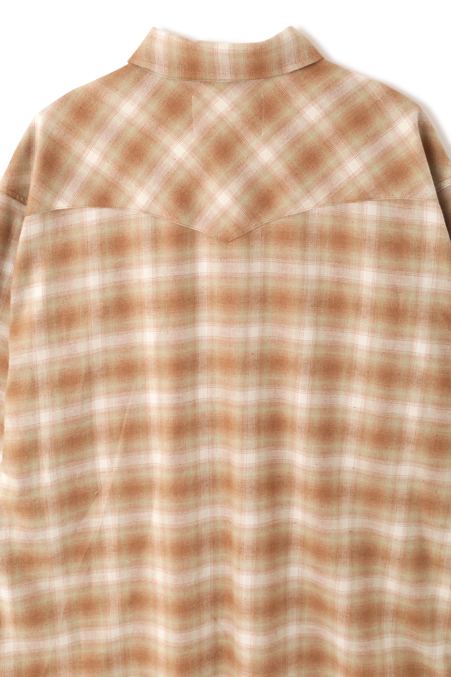 OMBRE CHECK SMILE POCKET WESTERN SHIRTS -UNSTAINED ORGANIC COTTON-