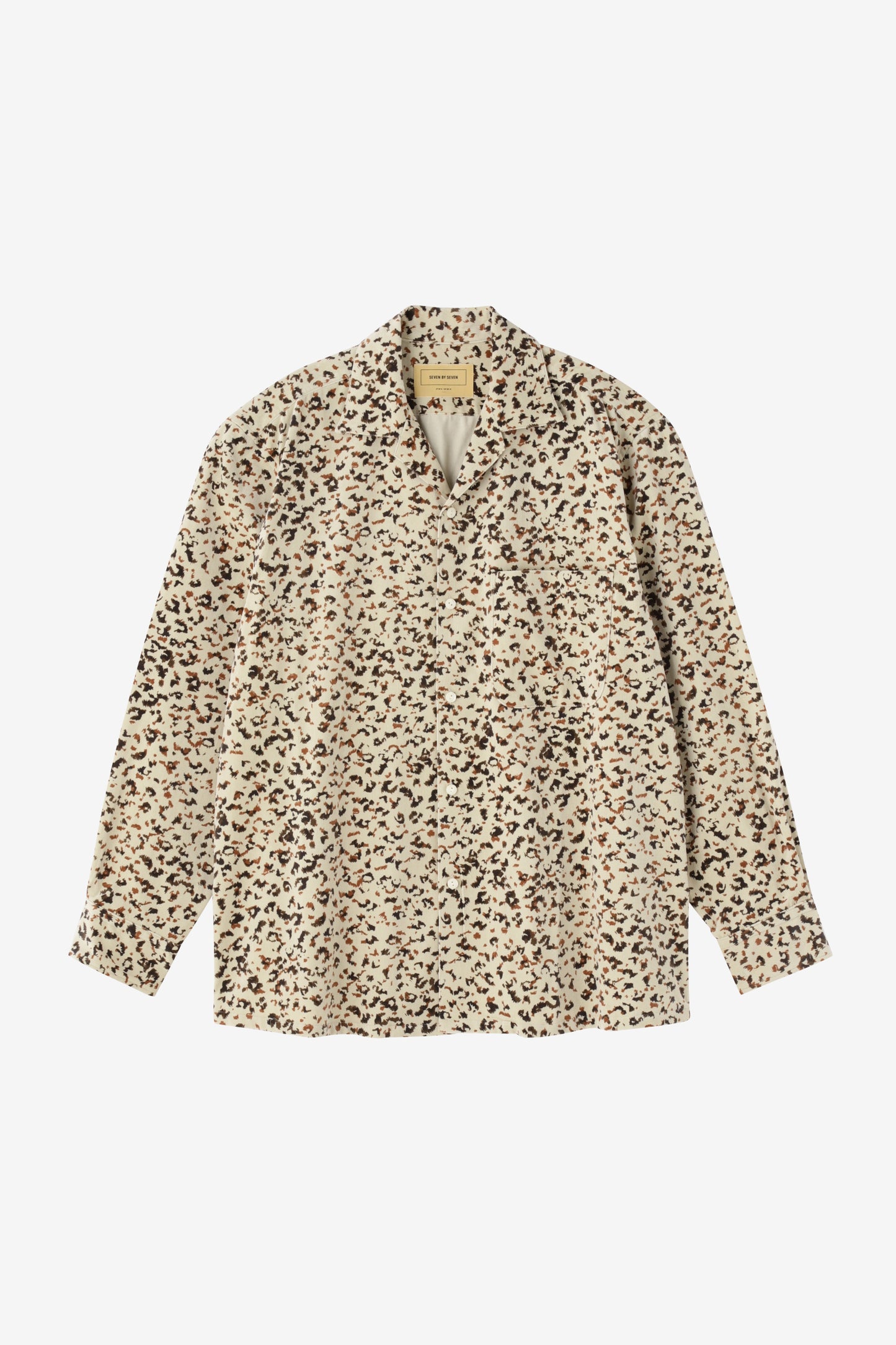 COTTON VELVET OPEN COLLAR SHIRTS -LEOPARD PATTERN PRINT-