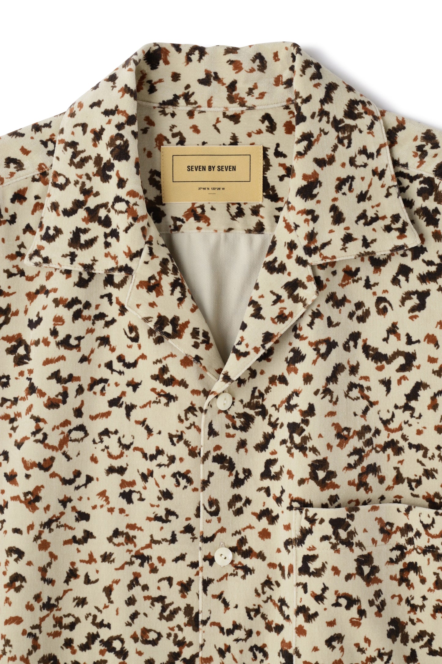 COTTON VELVET OPEN COLLAR SHIRTS -LEOPARD PATTERN PRINT-