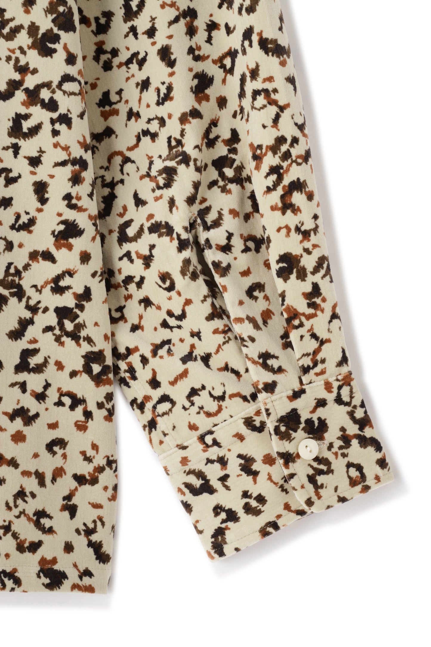 COTTON VELVET OPEN COLLAR SHIRTS -LEOPARD PATTERN PRINT-