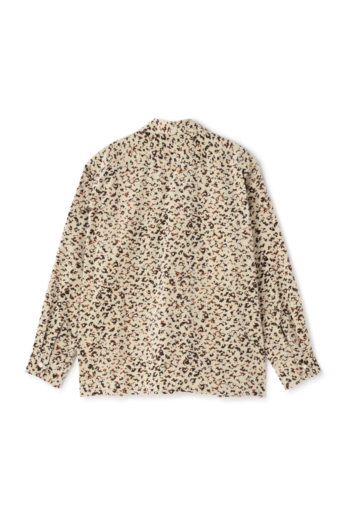 COTTON VELVET OPEN COLLAR SHIRTS -LEOPARD PATTERN PRINT-