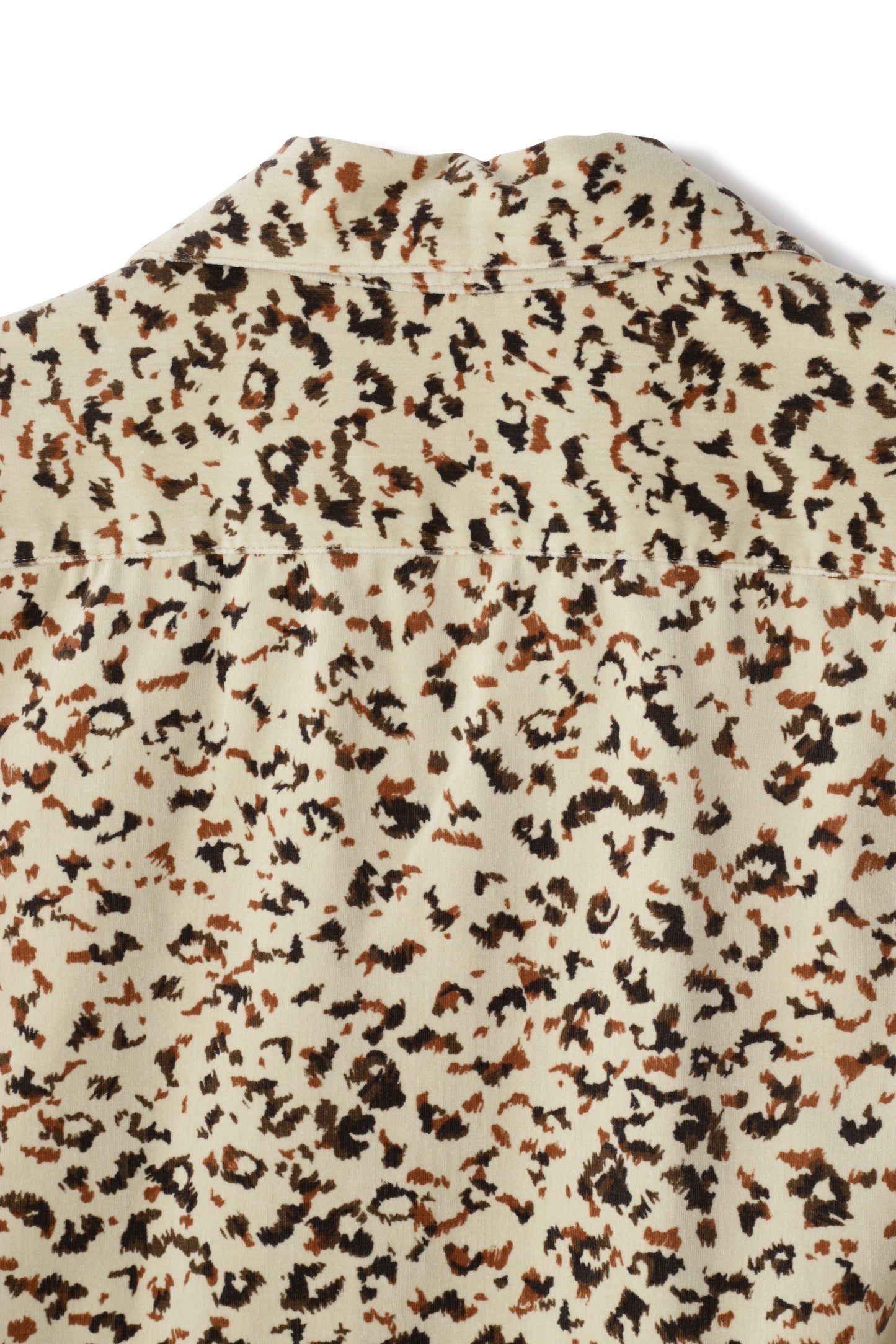 COTTON VELVET OPEN COLLAR SHIRTS -LEOPARD PATTERN PRINT-