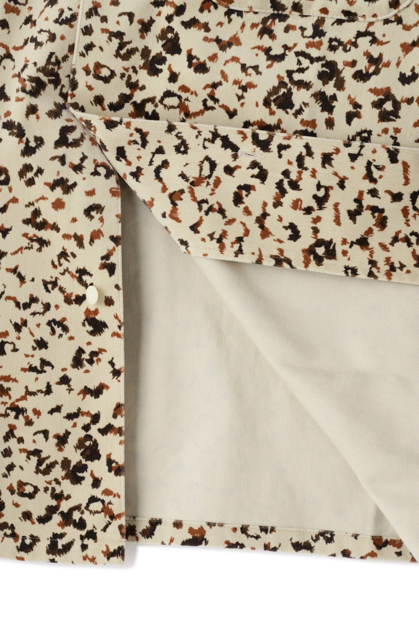COTTON VELVET OPEN COLLAR SHIRTS -LEOPARD PATTERN PRINT-