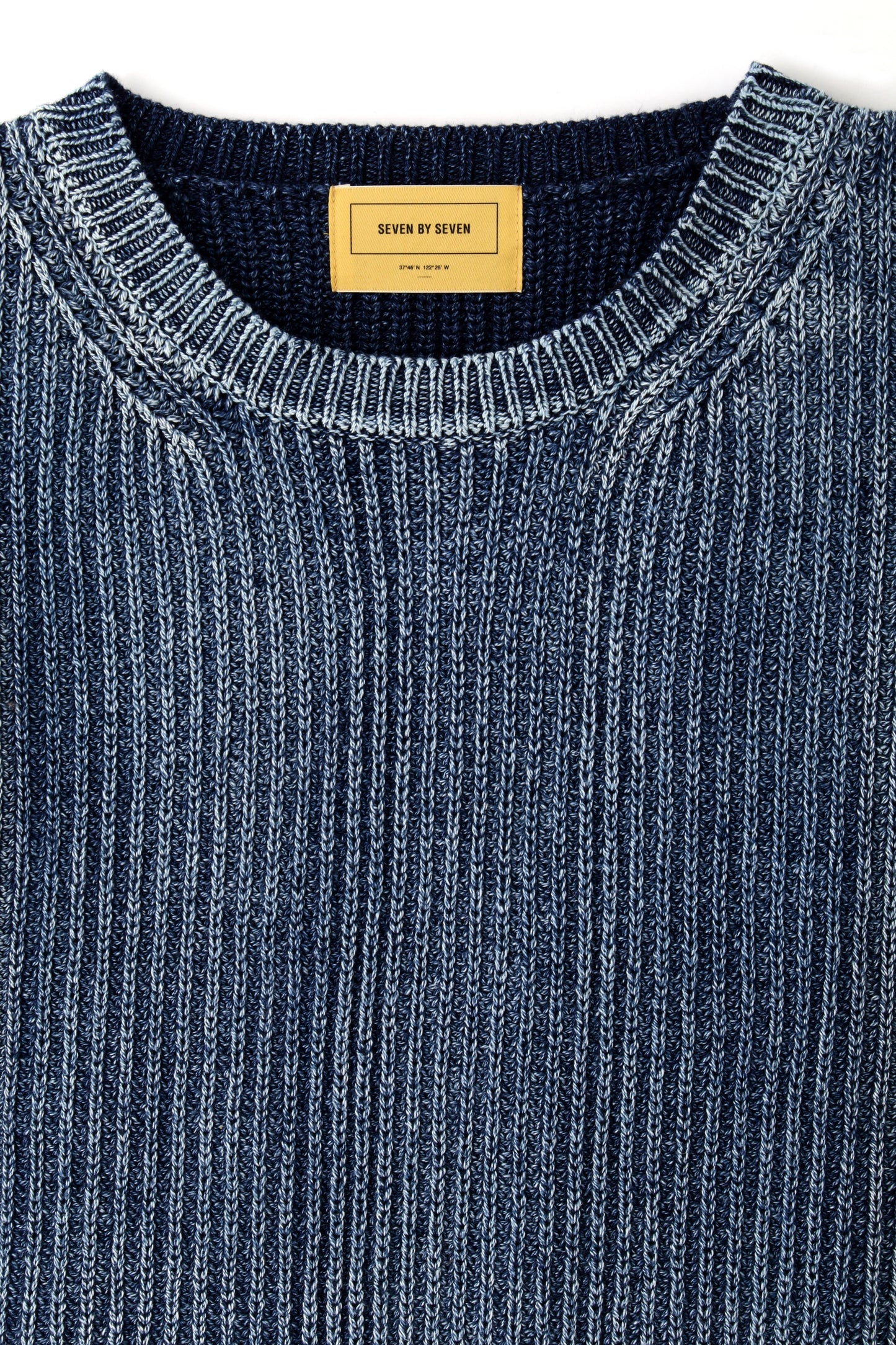 INDIGO CREW NECK KNIT -VINTAGE FINISH-