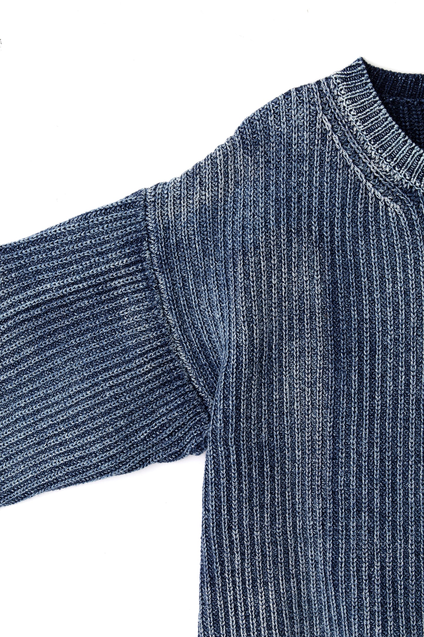 INDIGO CREW NECK KNIT -VINTAGE FINISH-