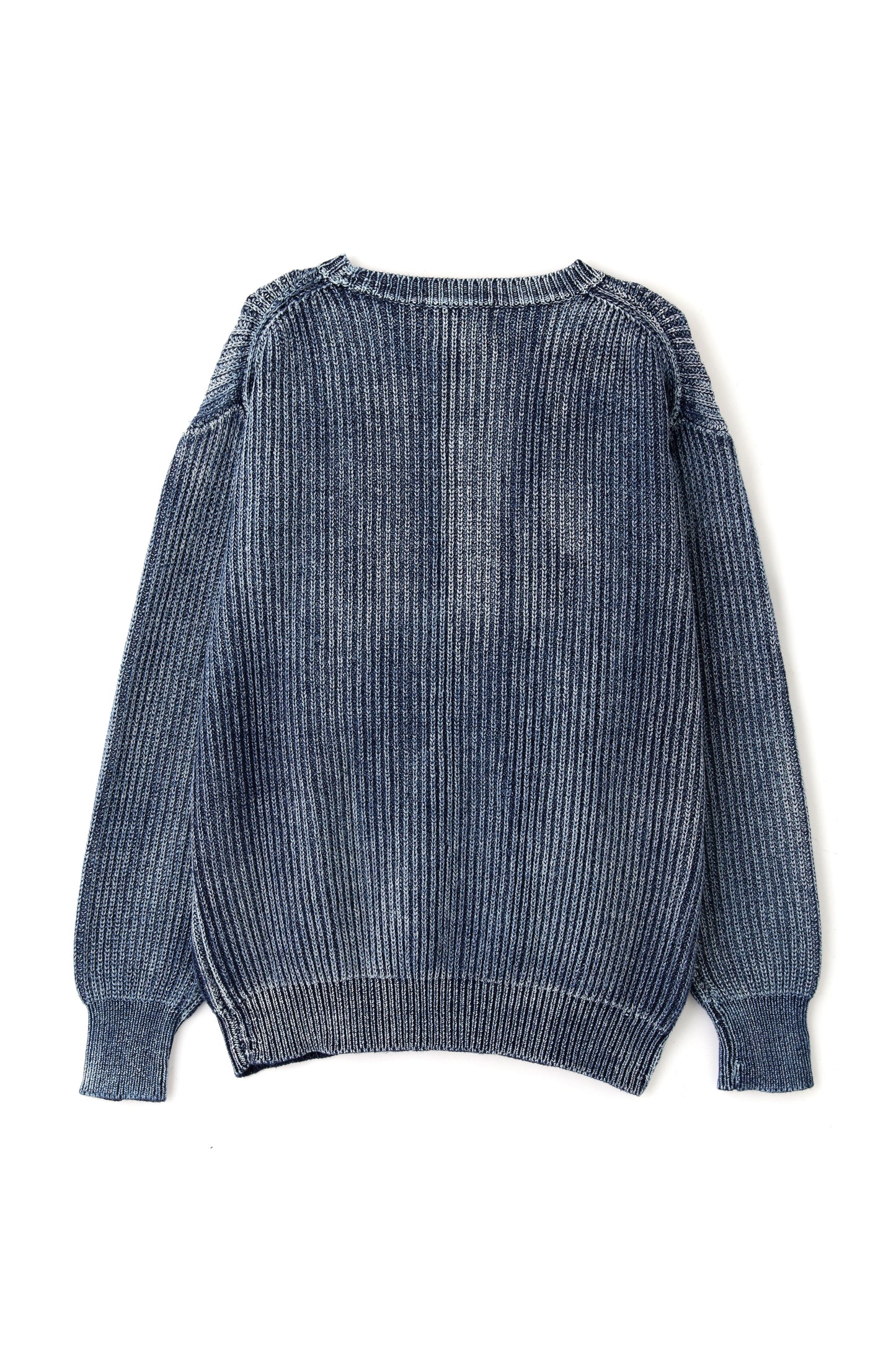 INDIGO CREW NECK KNIT -VINTAGE FINISH-