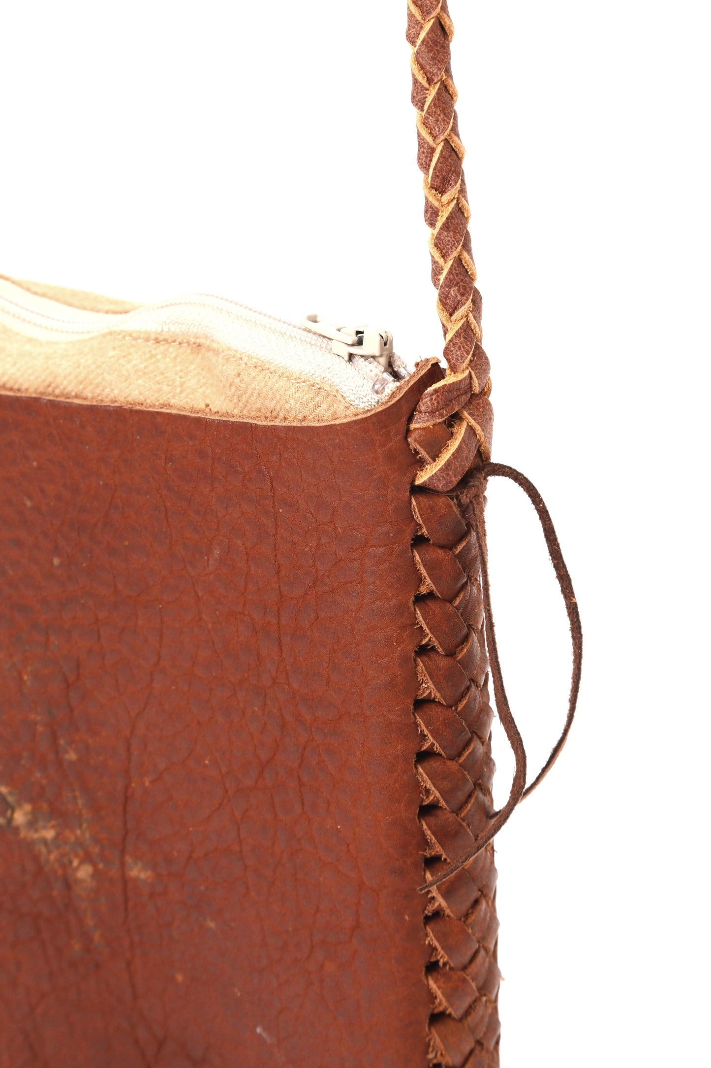 HANDMADE LEATHER SHOULDER S -UNSTAINED ORGANIC COTTON-