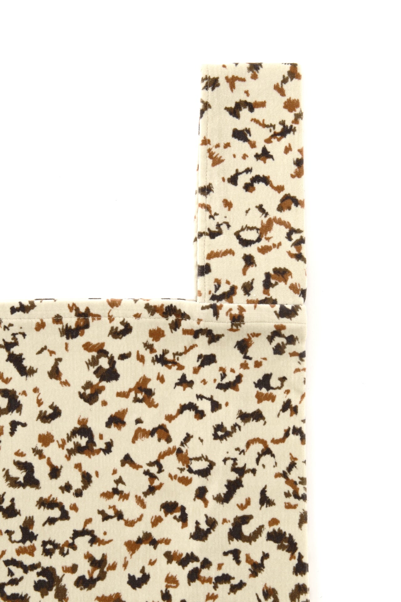 COTTON VELVET SHOPPING BAG -LEOPARD PATTERN PRINT-