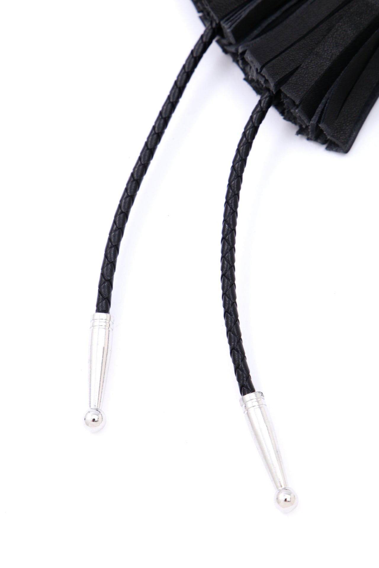 LEATHER BRAIDING LOOP TASSEL CHOKER -Cow leather-