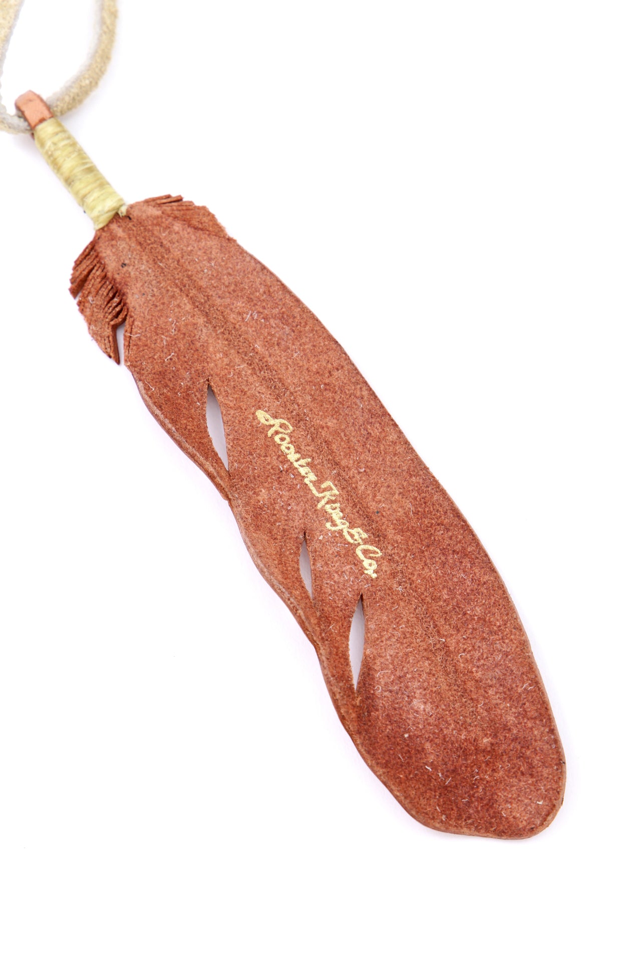 LEATHER CARVING FEATHER NECKLACE -Large-
