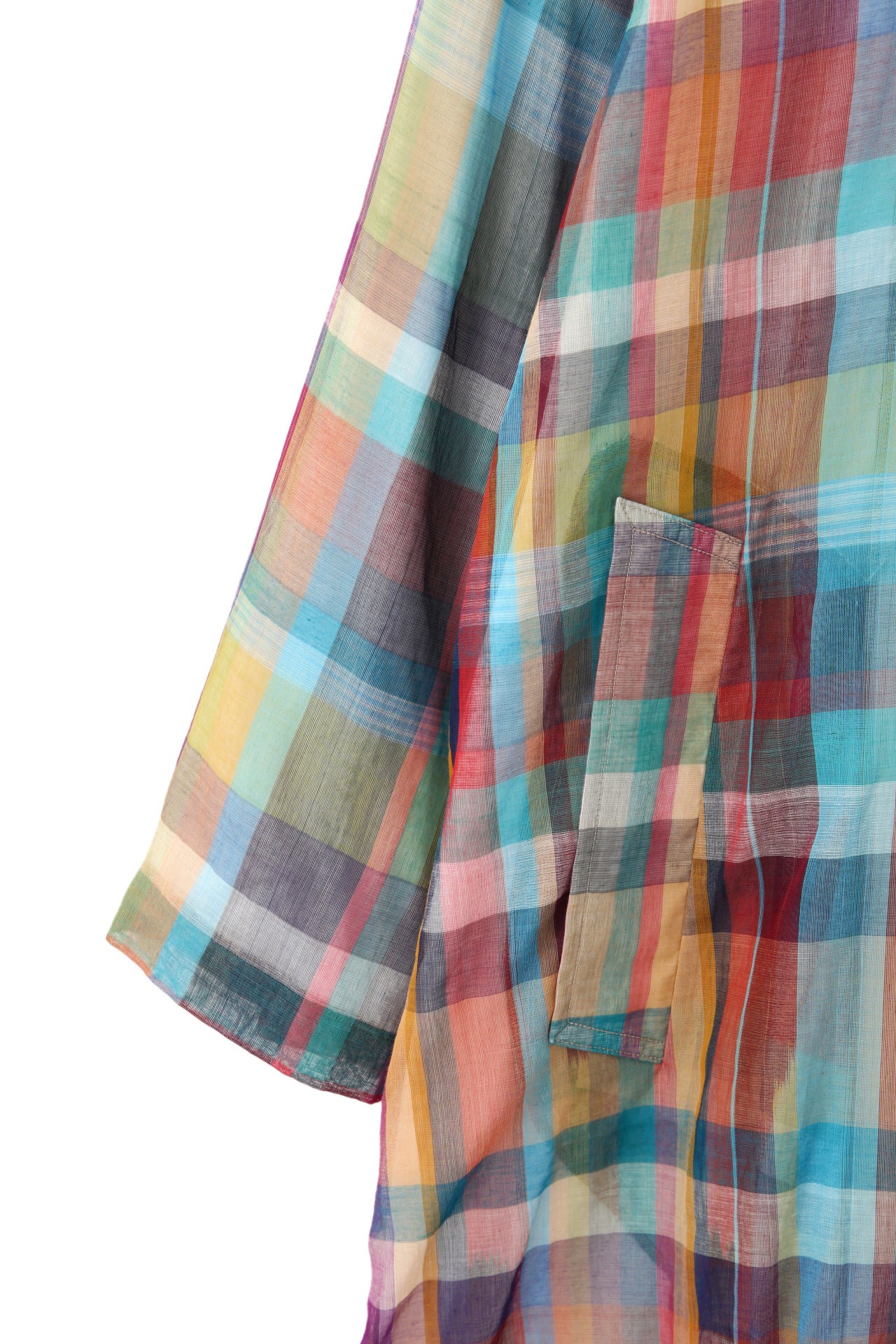 BALCOLLAR SHEER COAT - Handwoven Madras check -