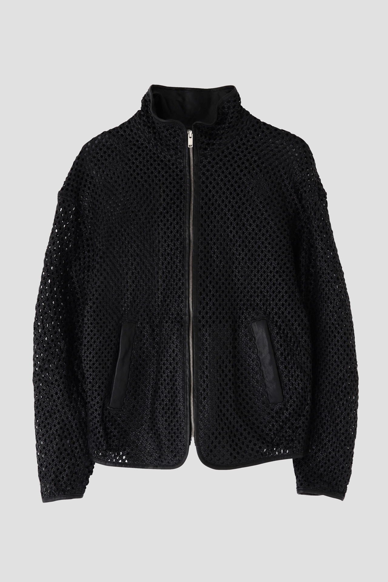 STAND COLLAR MACRAME LEATHER BLOUSON - Goat leather - | SEVEN BY SEVEN STAND COLLAR MACRAME LEATHER BLOUSON - Goat leather - | SEVEN BY SEVEN