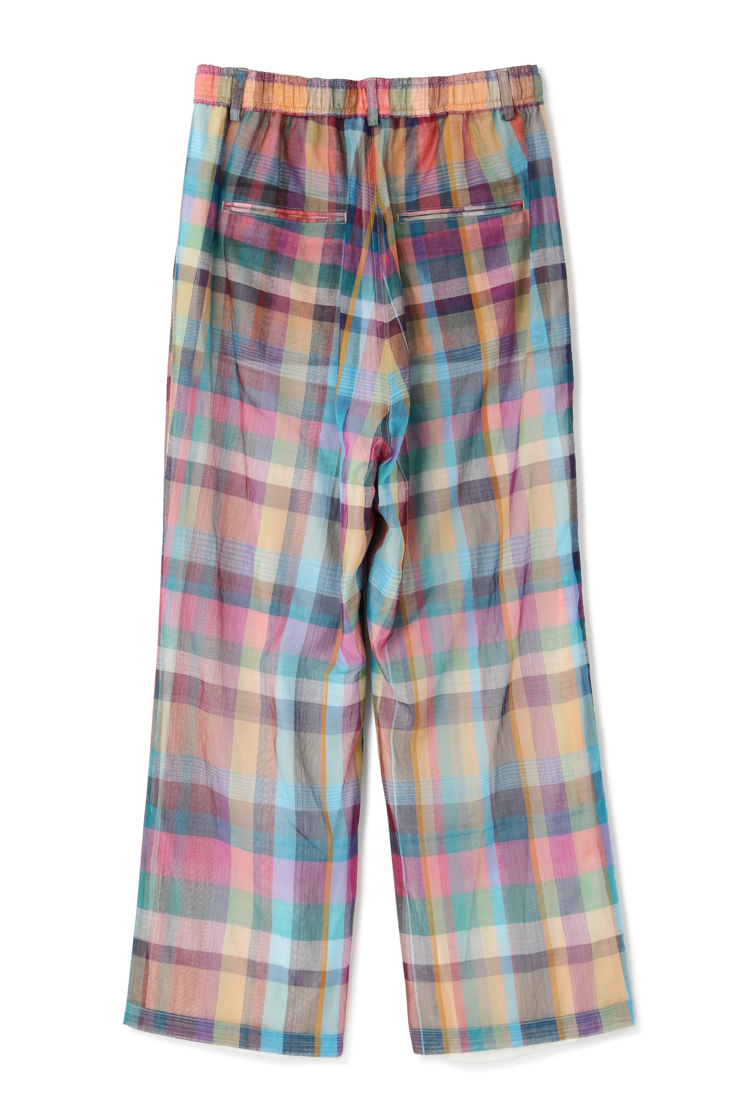 EASY TYPE SHEER TROUSERS - Handwoven Madras check -