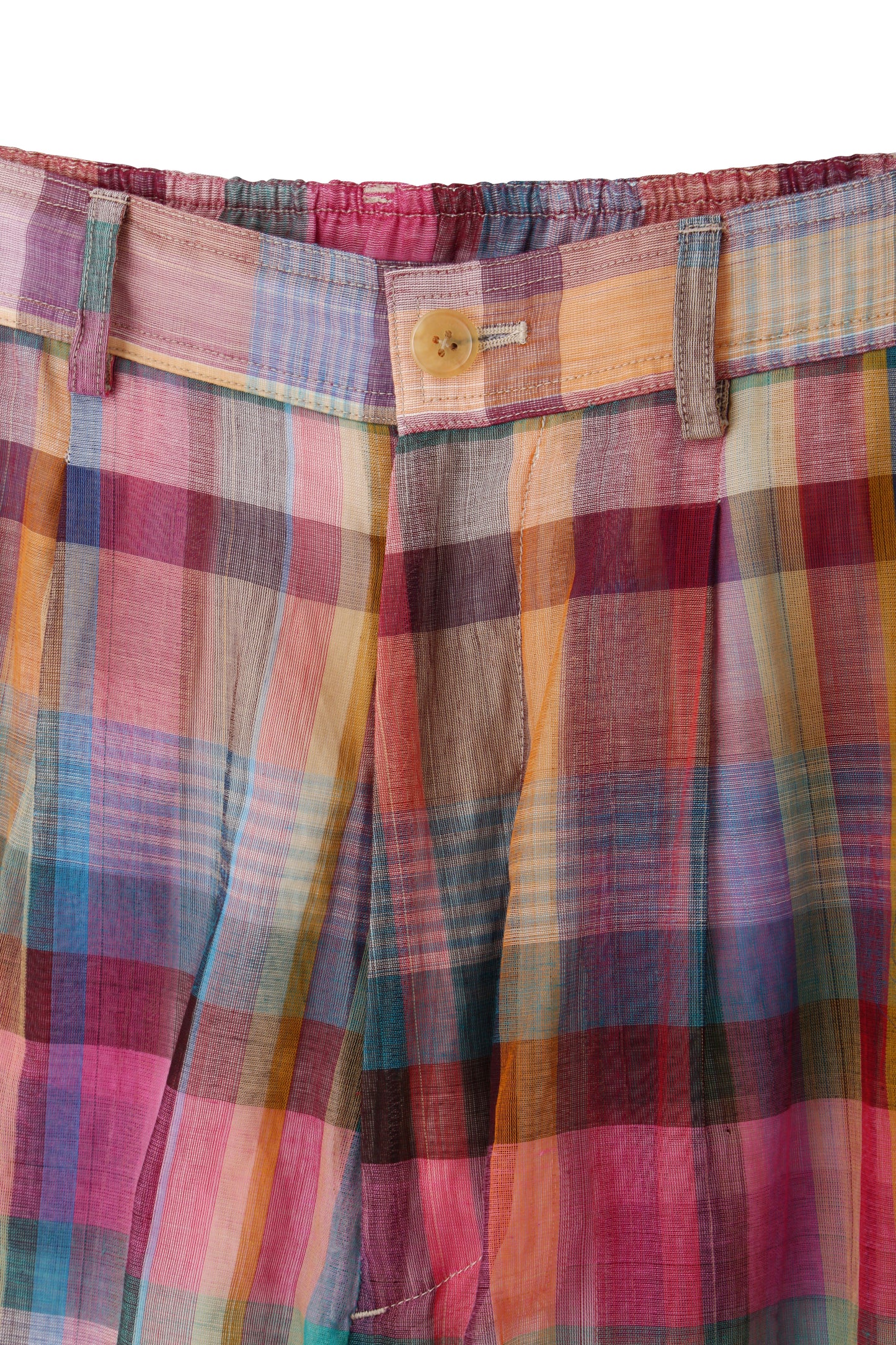 EASY TYPE SHEER TROUSERS - Handwoven Madras check -