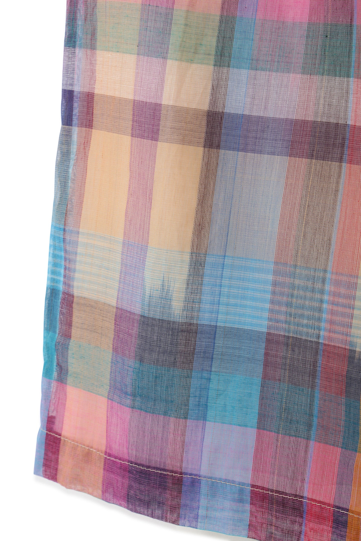 EASY TYPE SHEER TROUSERS - Handwoven Madras check -