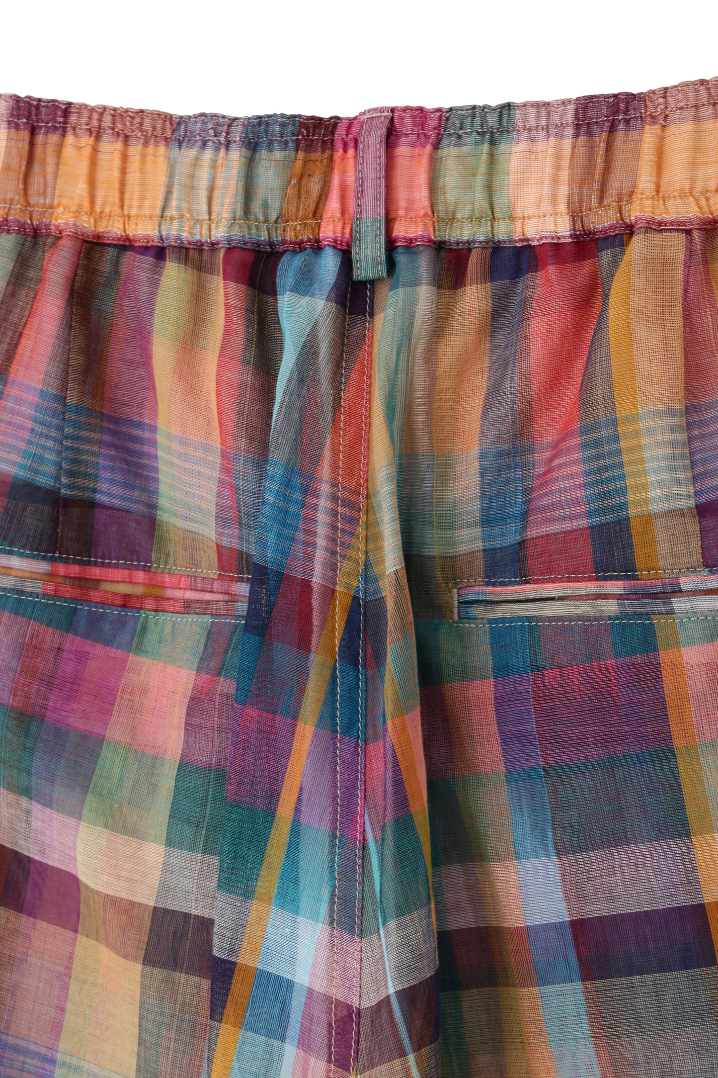 EASY TYPE SHEER TROUSERS - Handwoven Madras check -