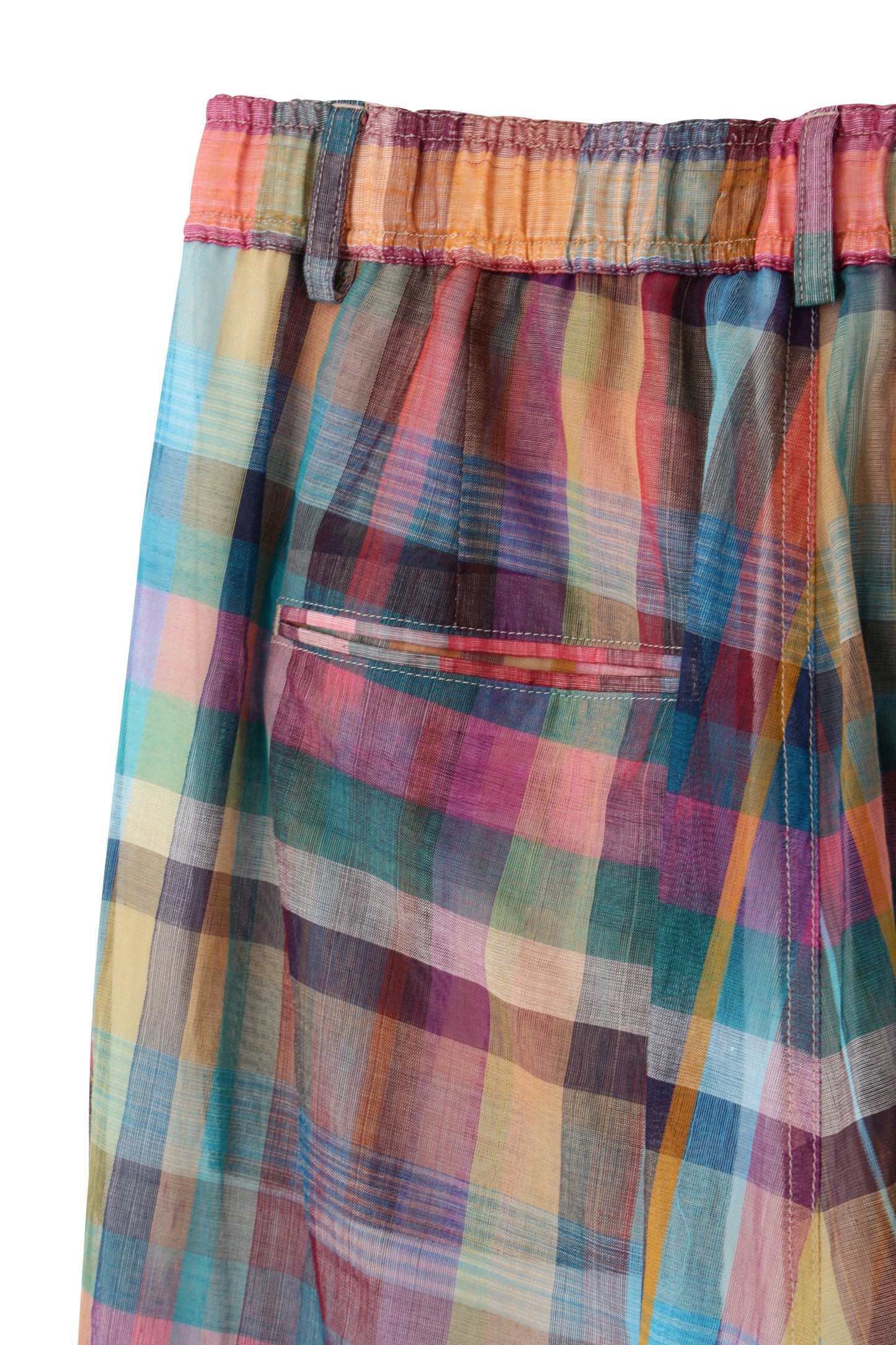 EASY TYPE SHEER TROUSERS - Handwoven Madras check -