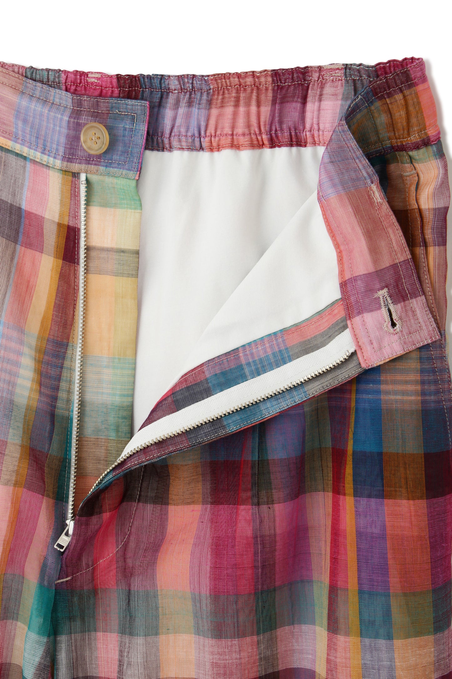 EASY TYPE SHEER TROUSERS - Handwoven Madras check -
