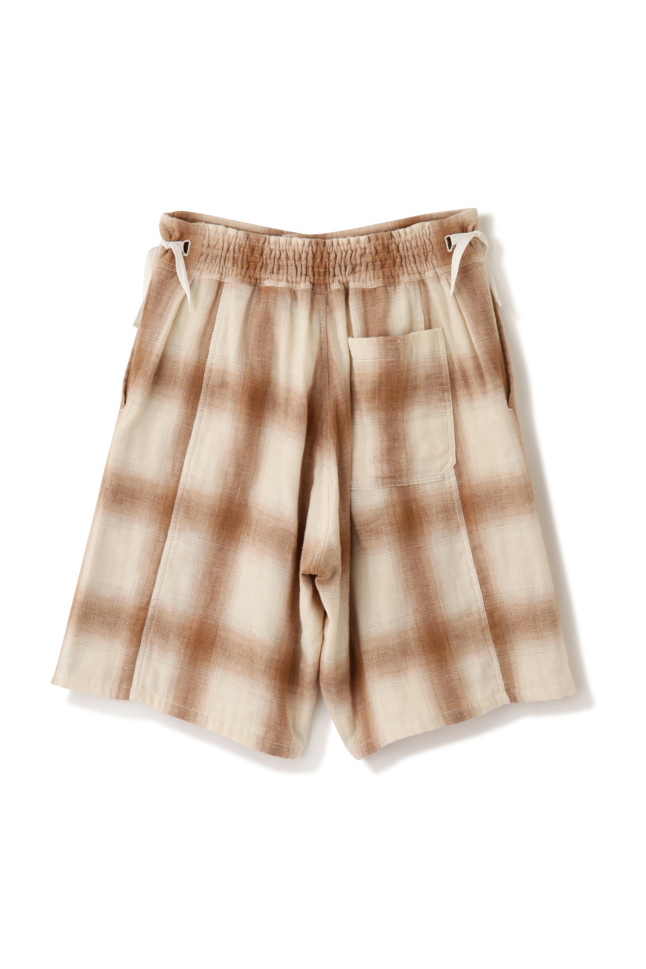 TRIPLE GAUZE CHECK MILITARY SHORT PANTS - Unstained organic cotton -