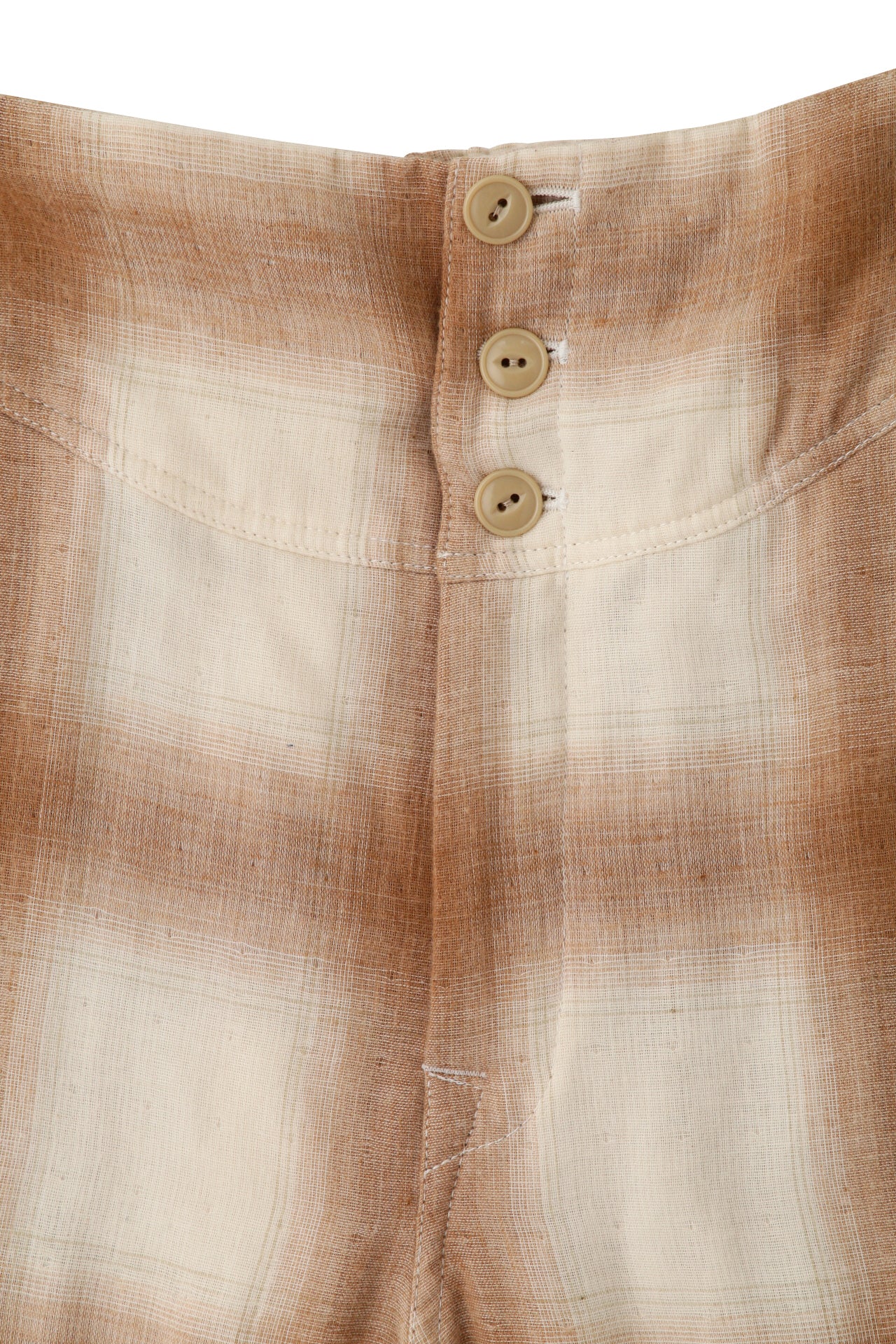 TRIPLE GAUZE CHECK MILITARY SHORT PANTS - Unstained organic cotton -
