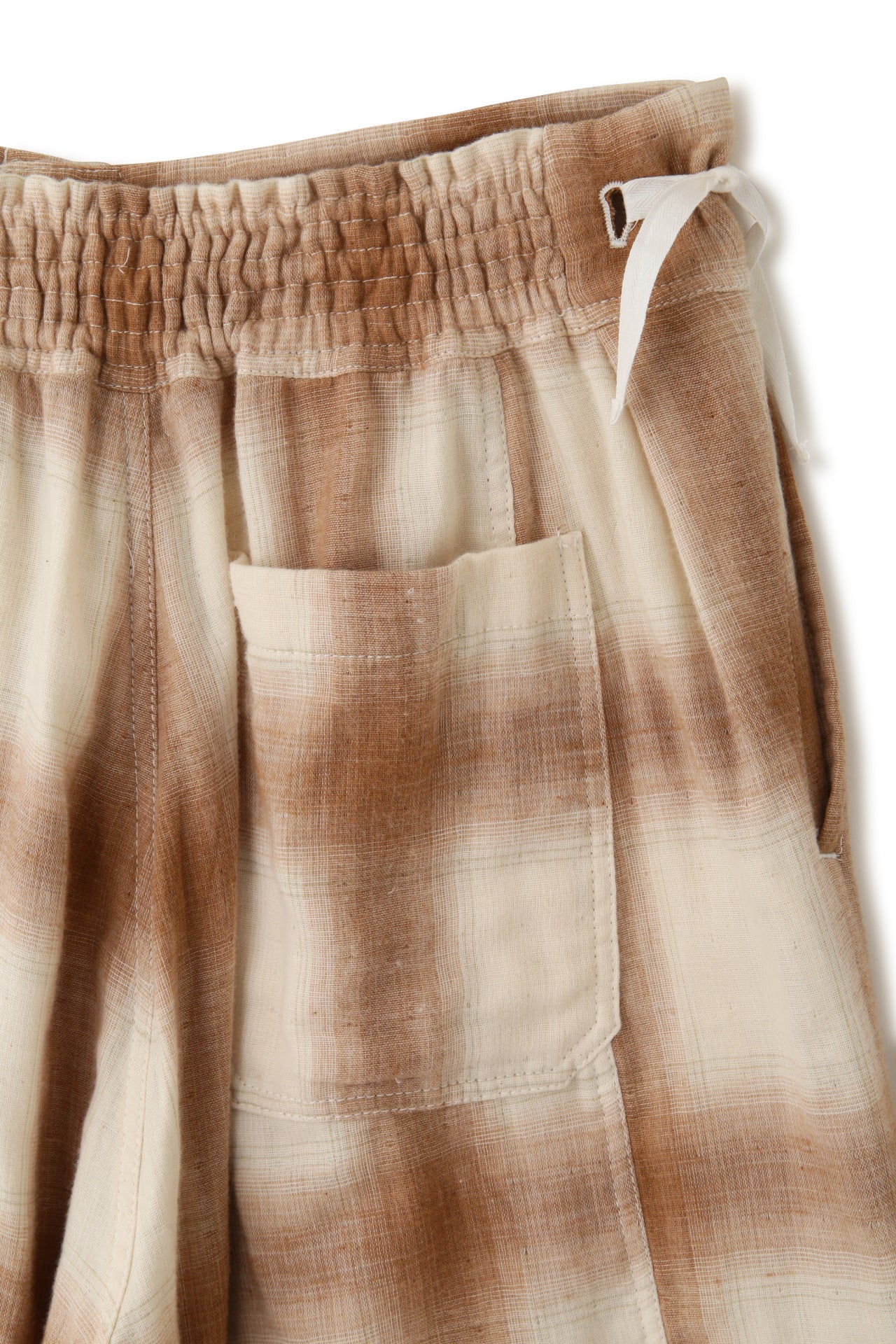 TRIPLE GAUZE CHECK MILITARY SHORT PANTS - Unstained organic cotton -