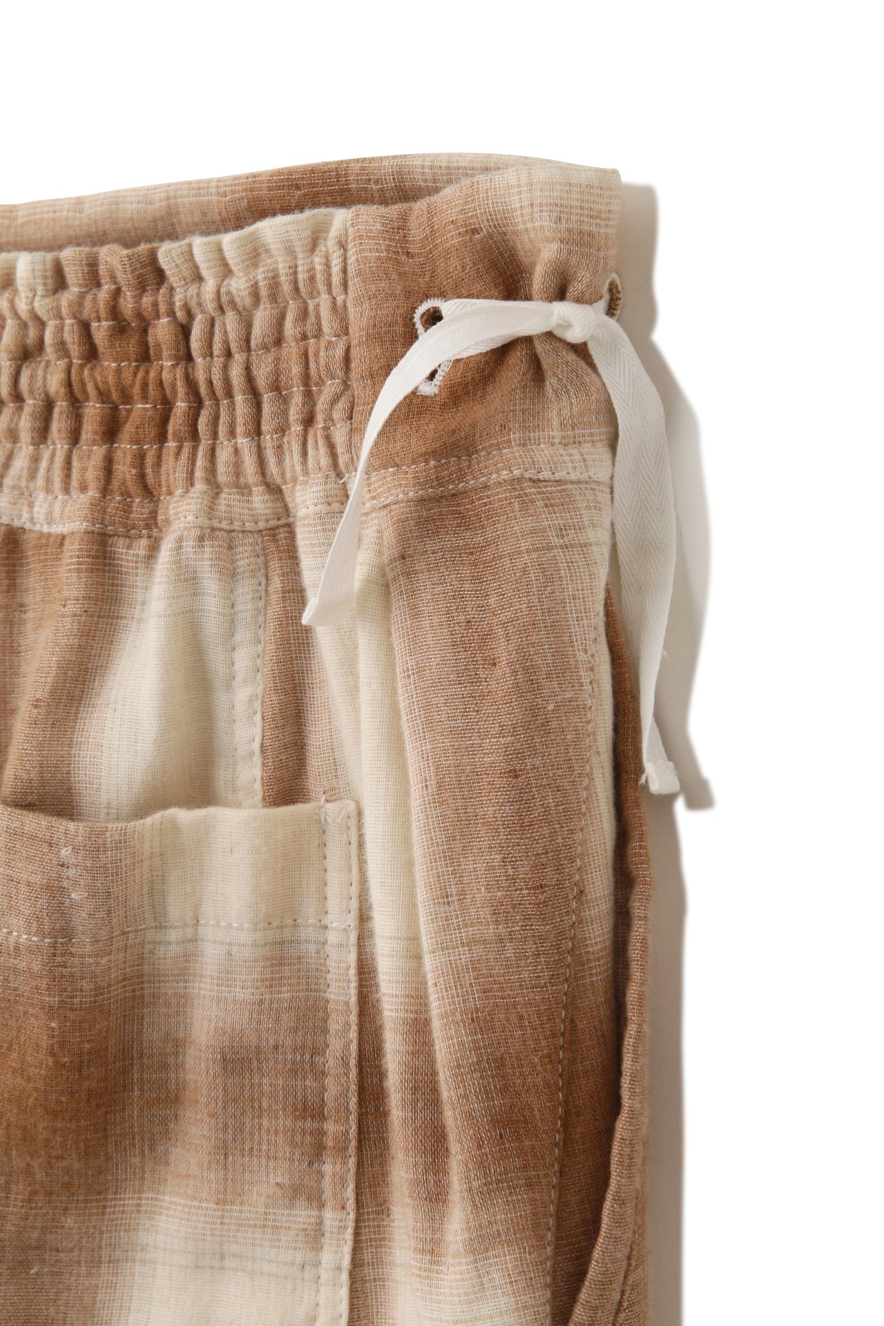 TRIPLE GAUZE CHECK MILITARY SHORT PANTS - Unstained organic cotton -